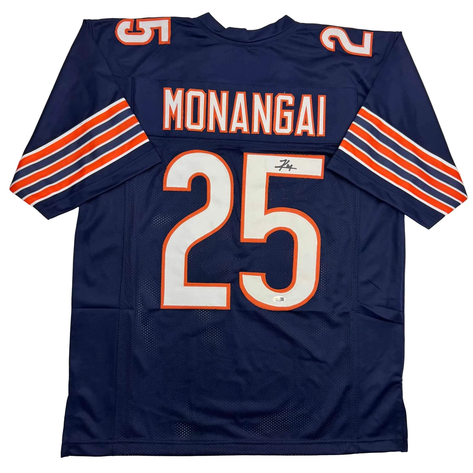 Autographed/Signed Kyle Monangai Chicago Blue Football Jersey JSA COA