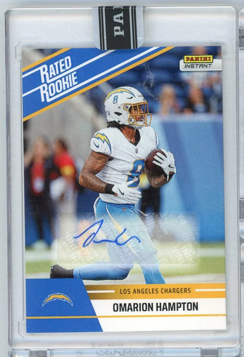 2025 Panini Instant NFL Omarion Hampton #16 Rated Retro Rookie Auto /99 RC Card