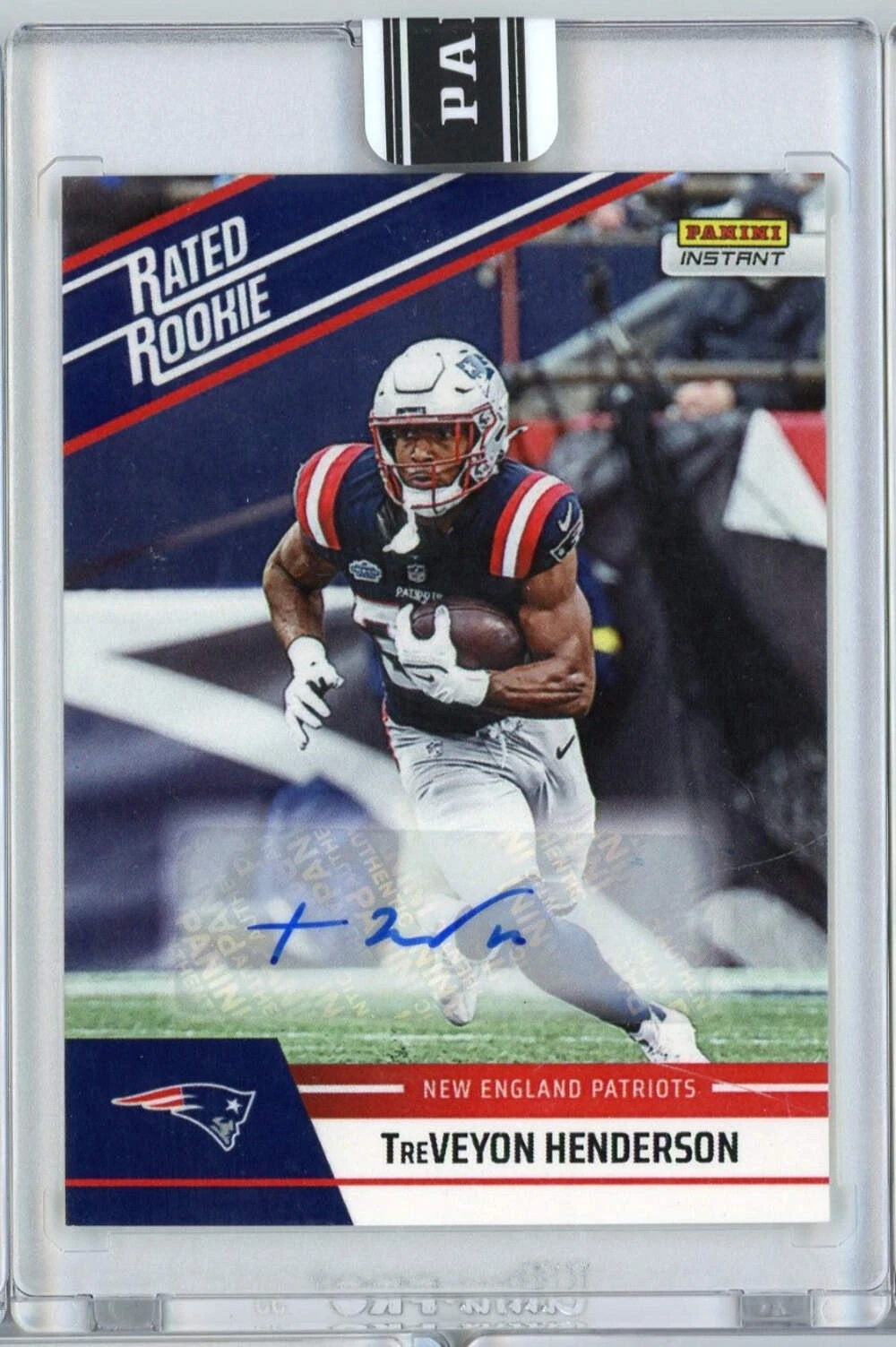 2025 Panini Instant NFL TreVeyon Henderson #28 Rated Retro Rookie Auto /99 Card