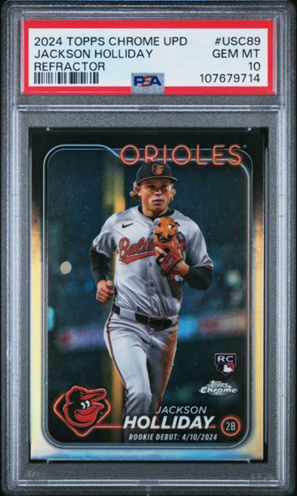Graded 2024 Topps Chrome Update Jackson Holliday #USC89 REF Rookie Card PSA 10