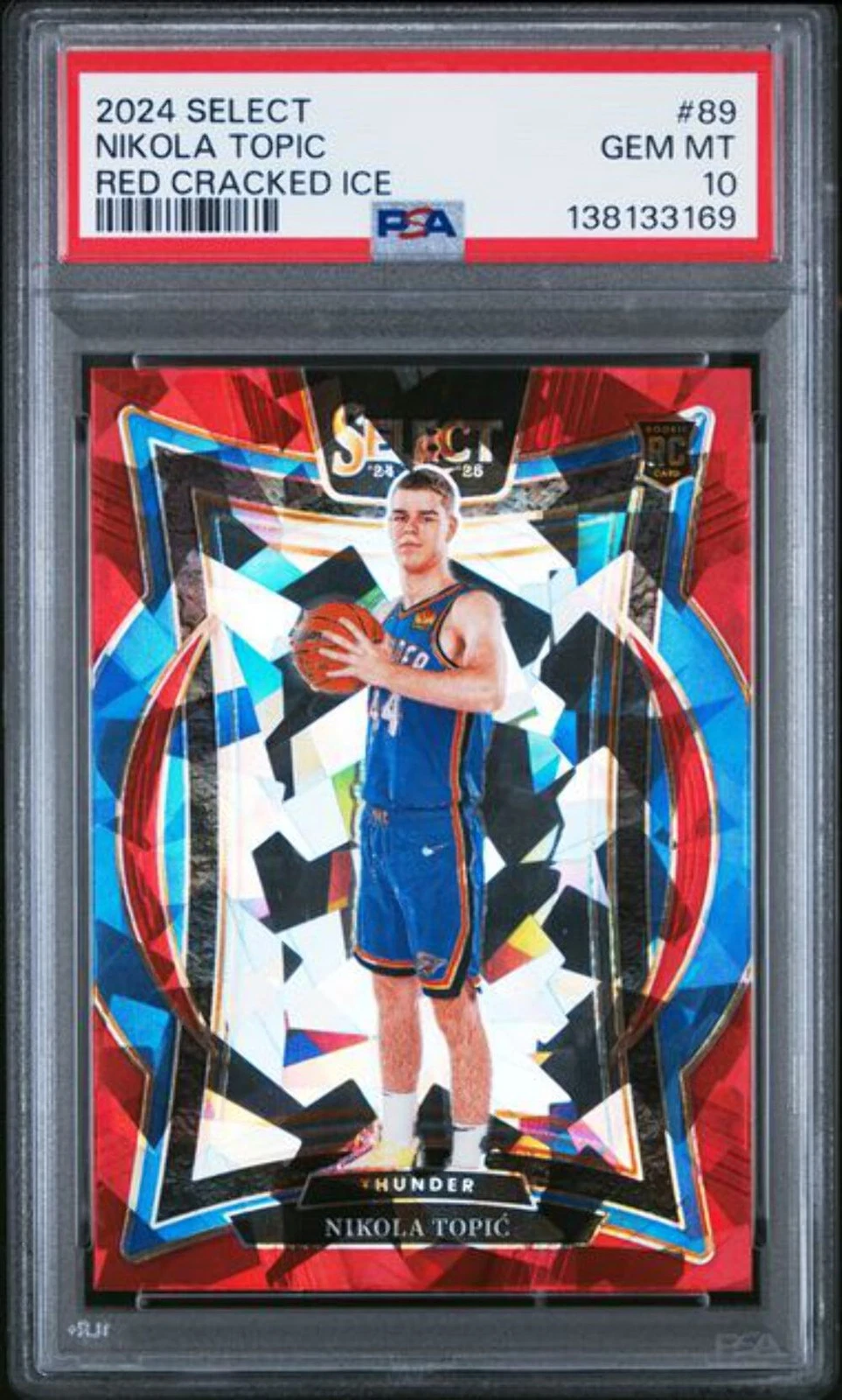 Graded 2024 Panini Select Nikola Topic #89 Red Cracked Ice Rookie RC Card PSA 10