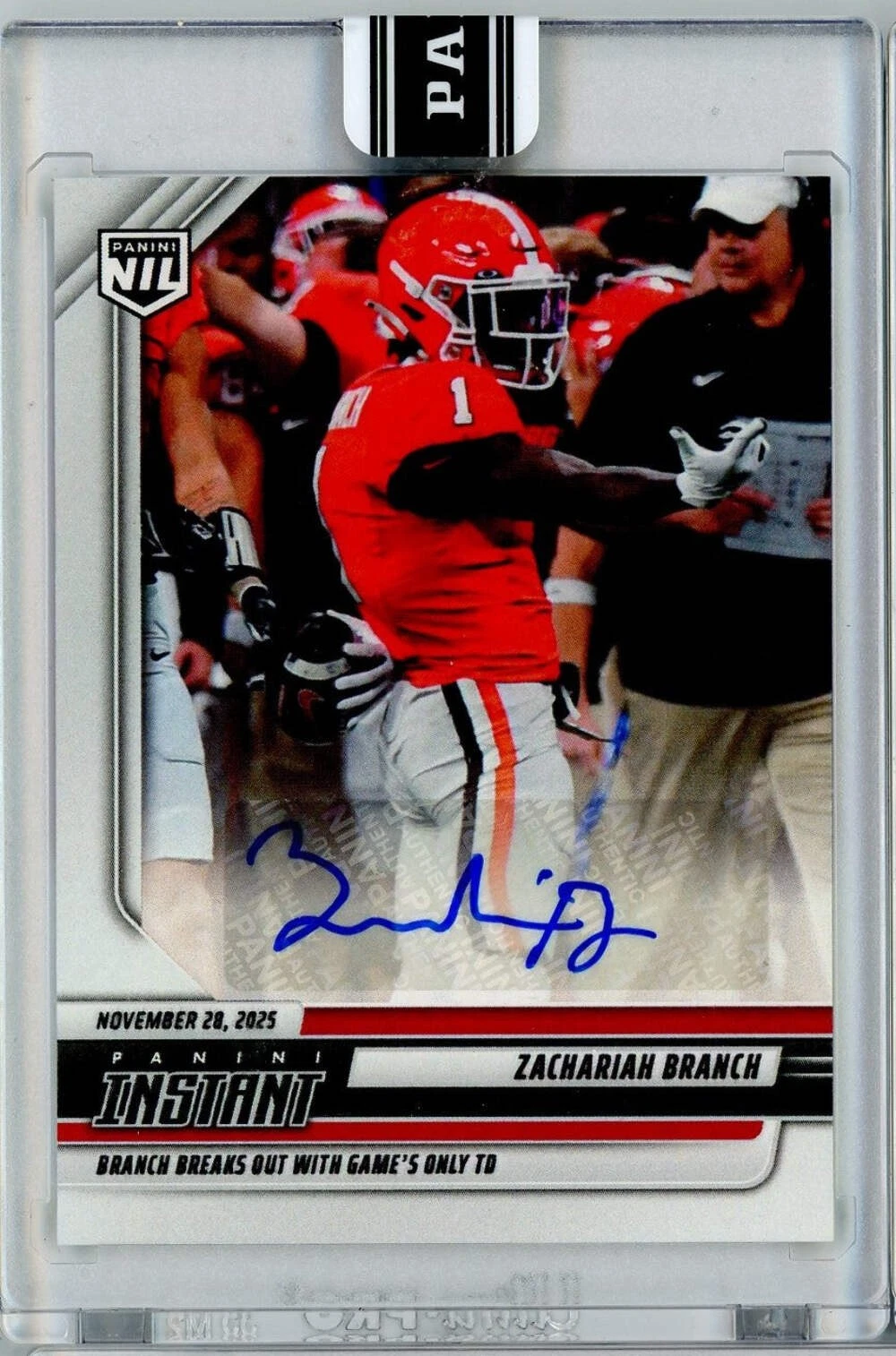 2025 Panini Instant Zachariah Branch #ZBA Auto Georgia Bulldogs RC Football Card