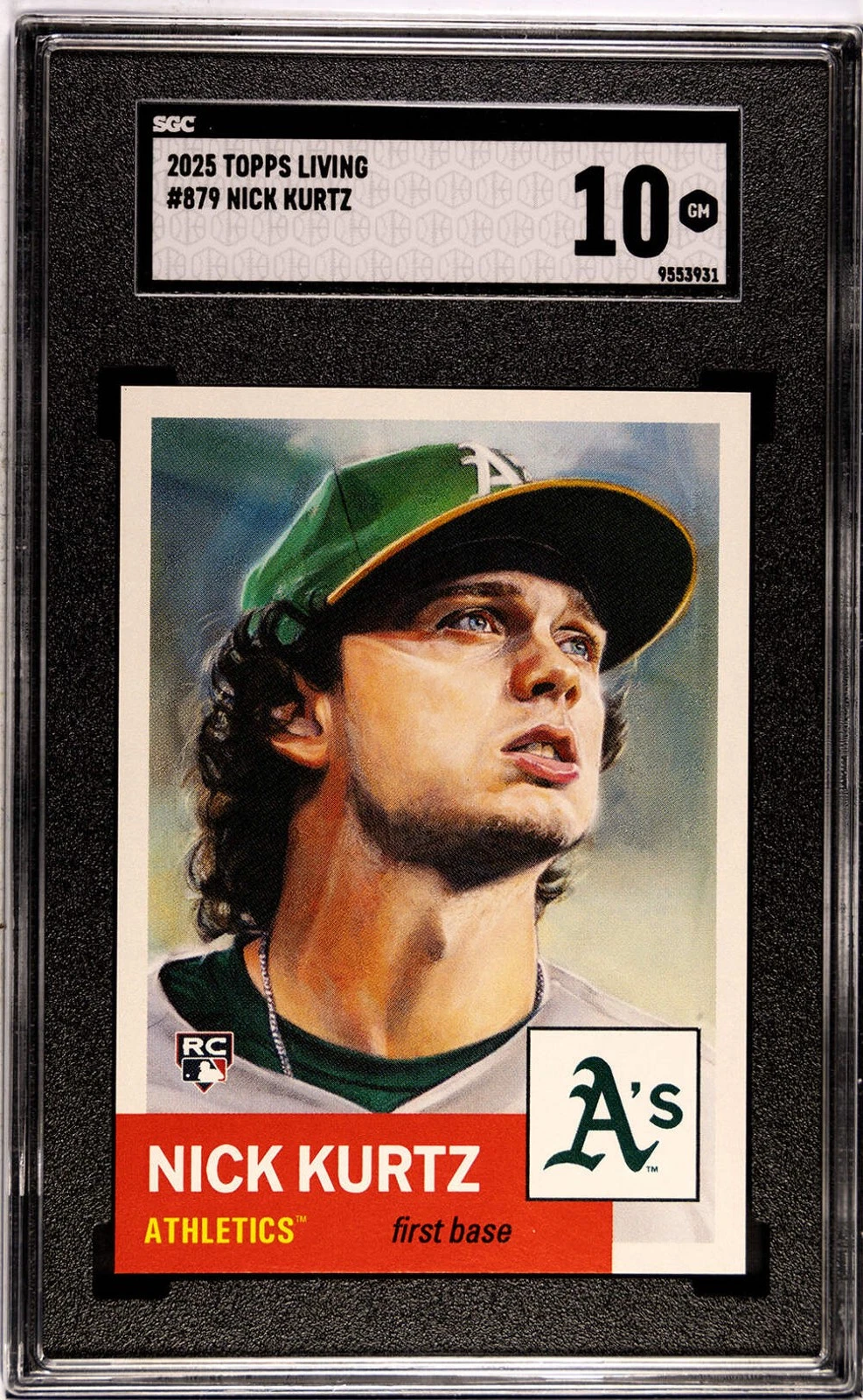 Graded 2025 Topps Living Nick Kurtz #879 Rookie RC Baseball Card SGC 10 Gem Mint