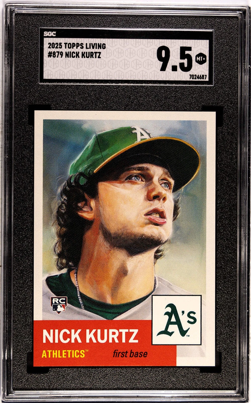 Graded 2025 Topps Living Nick Kurtz #879 Rookie RC Baseball Card SGC 9.5 Mint+