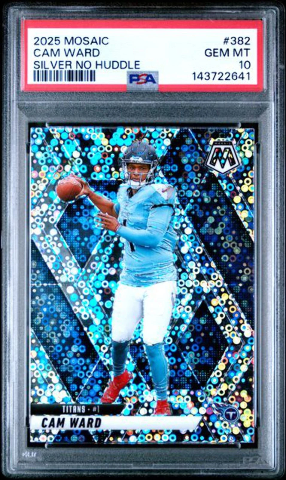 Graded 2025 Panini Mosaic Cam Ward #382 Silver No Huddle Rookie RC Card PSA 10