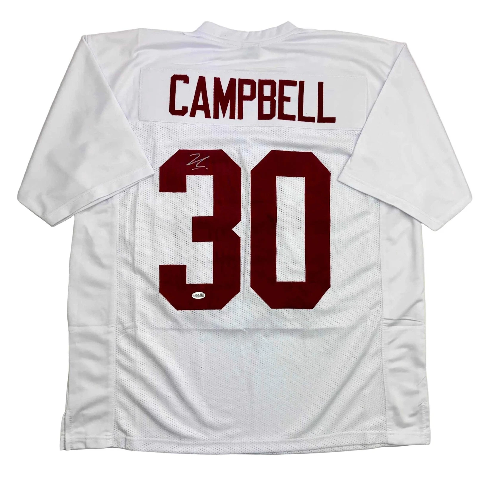 Autographed/Signed Jihaad Campbell Alabama White College Football Jersey JSA COA