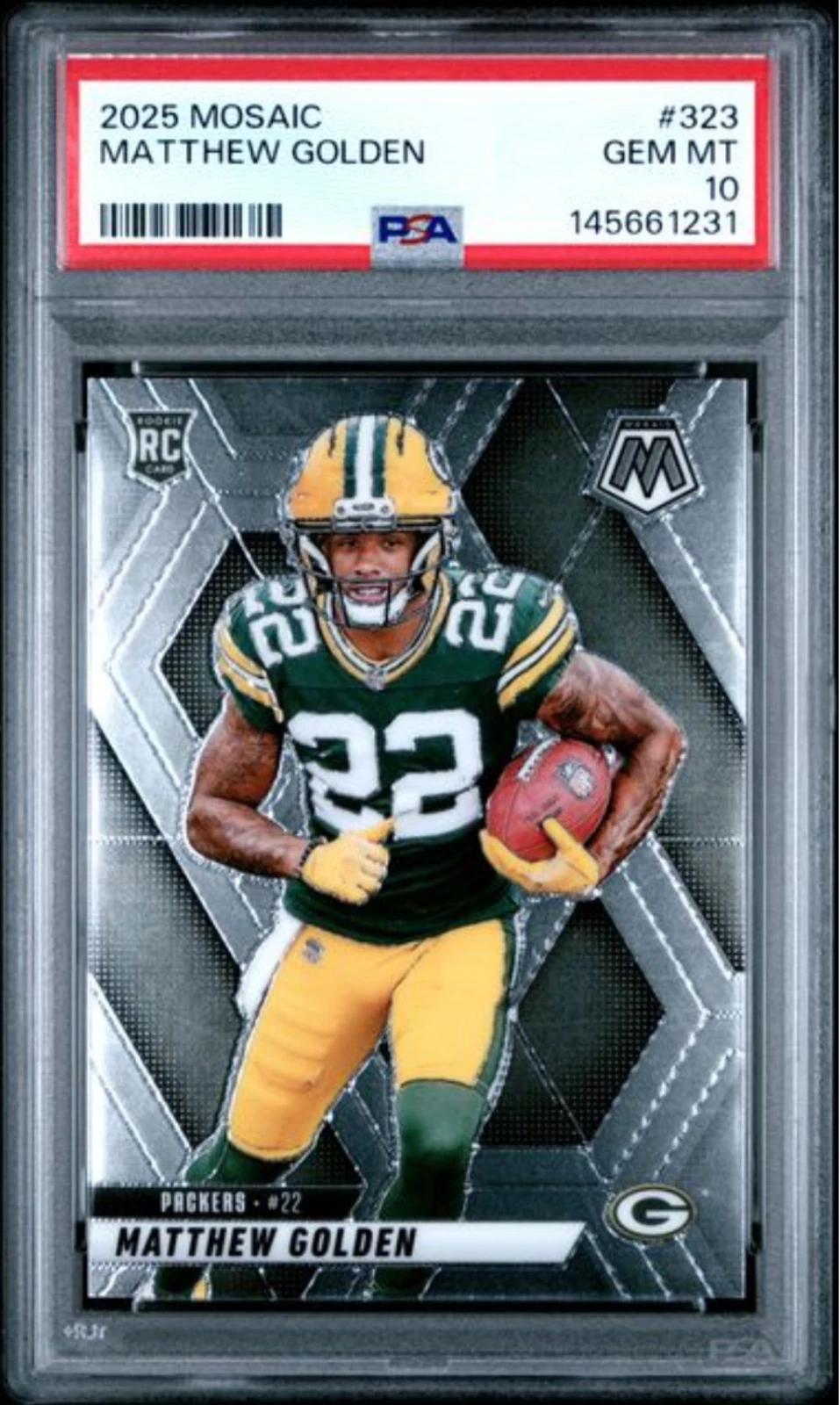 Graded 2025 Panini Mosaic Matthew Golden #323 Rookie RC Football Card PSA 10