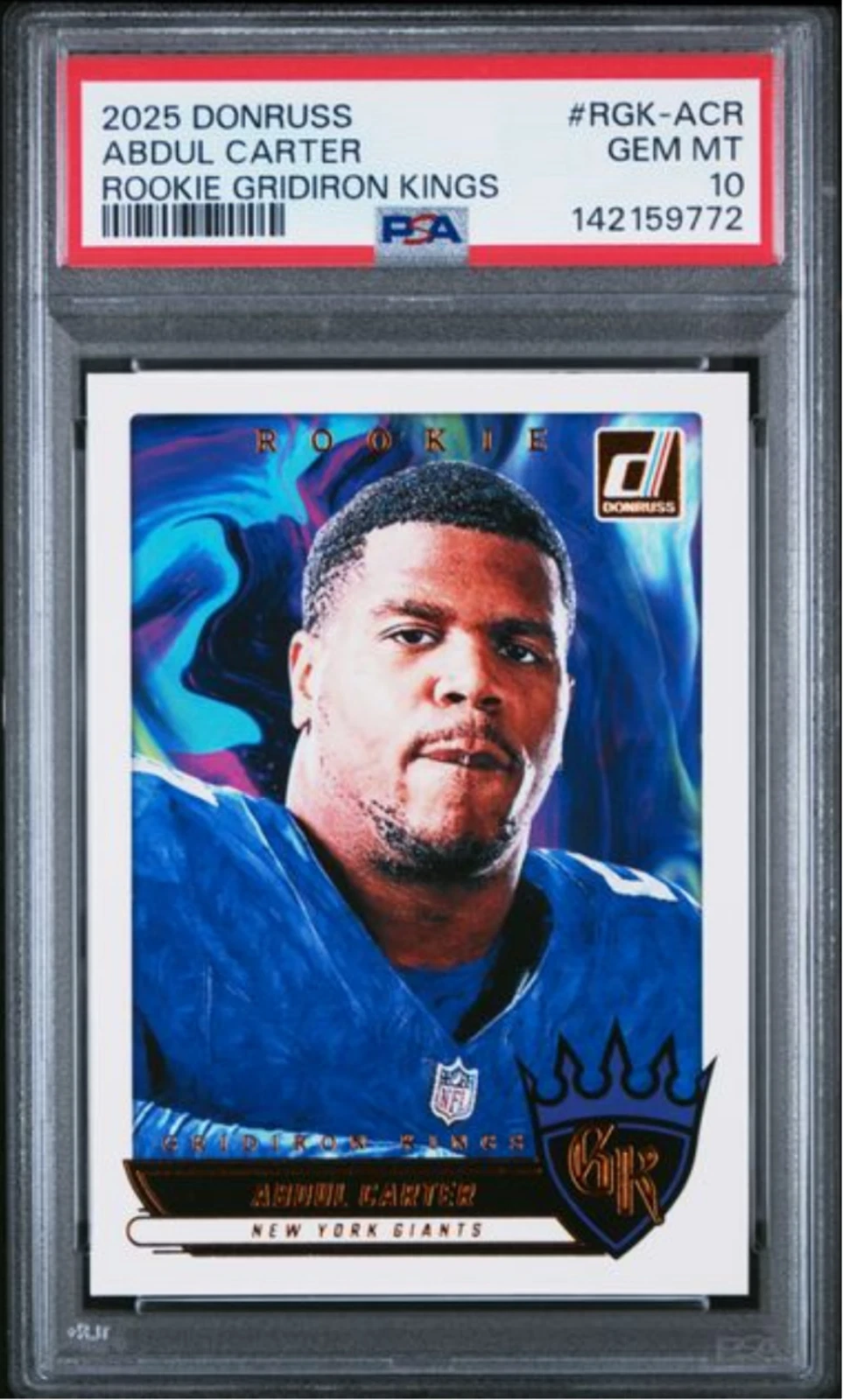 Graded 2025 Donruss Abdul Carter #RGKACR Gridiron Kings RC Football Card PSA 10