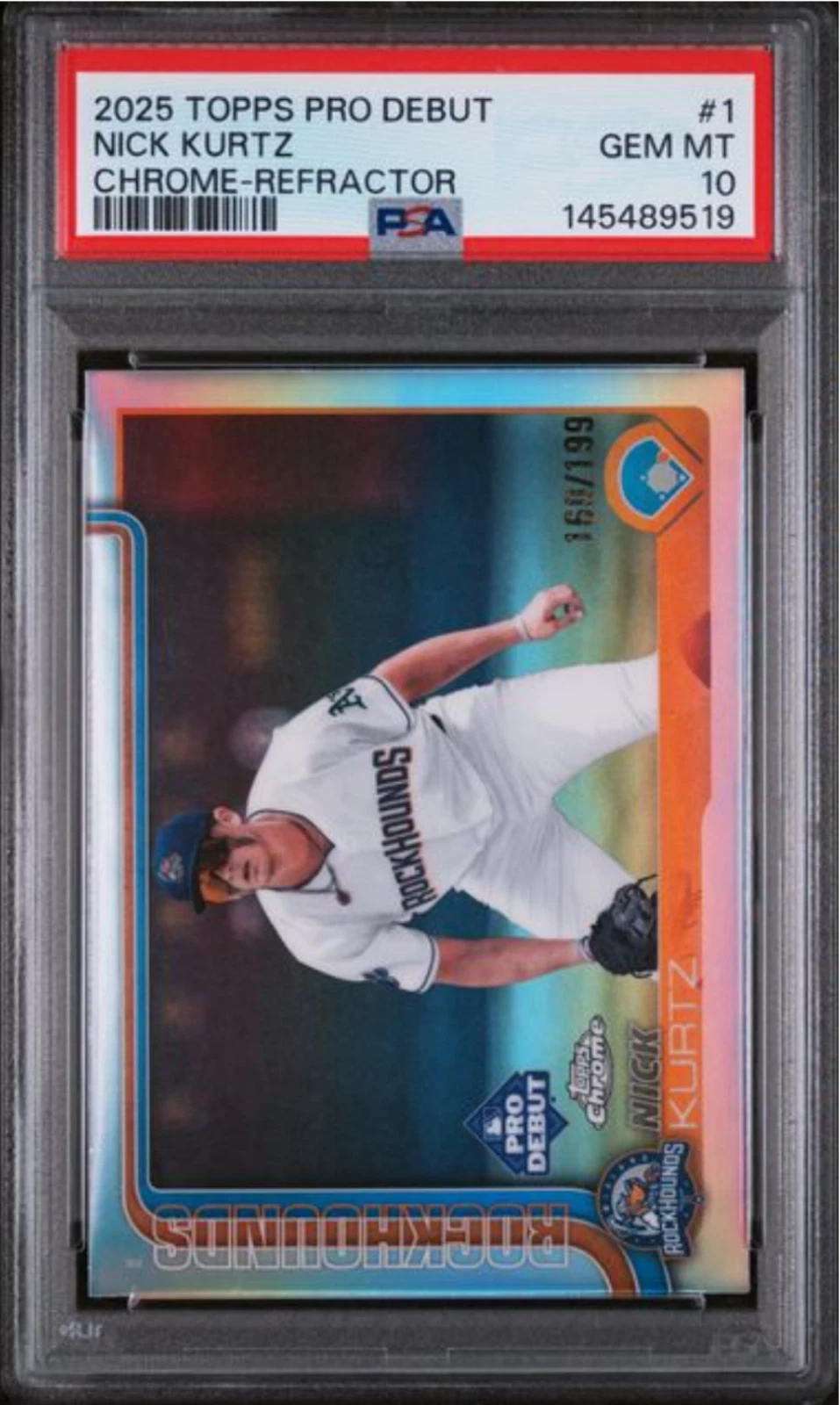 Graded 2025 Topps Pro Debut Nick Kurtz #1 Refractor /199 RC Baseball Card PSA 10