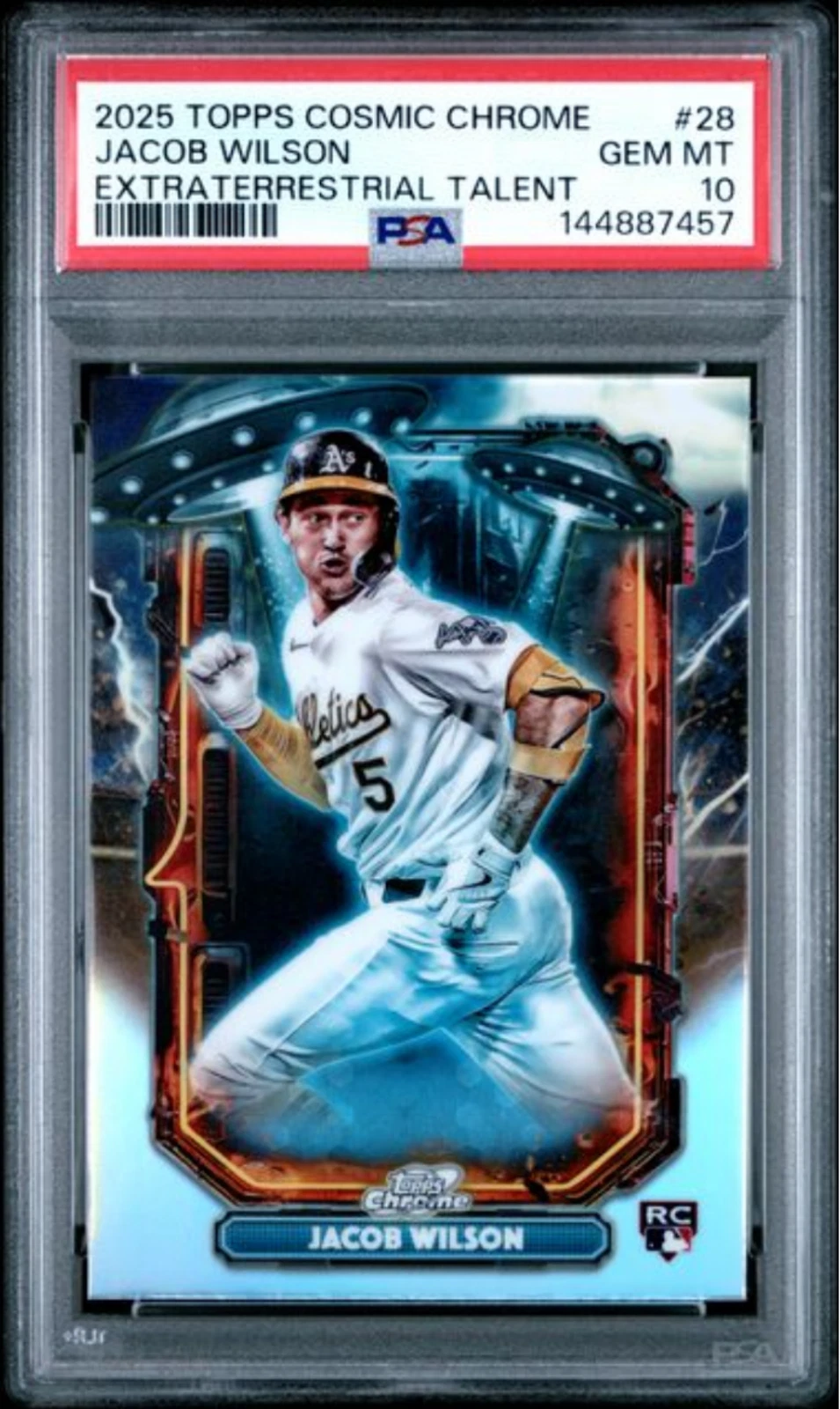 Graded 2025 Cosmic Chrome Jacob Wilson #28 Extraterrestrial Talent Card PSA 10