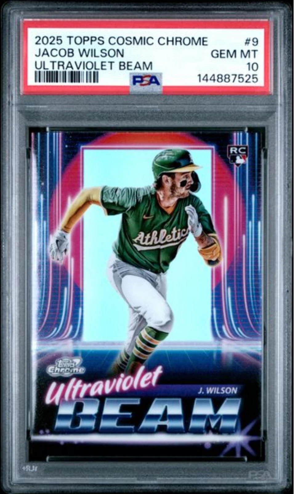 Graded 2025 Topps Cosmic Chrome Jacob Wilson #9 Ultraviolet Beam RC Card PSA 10