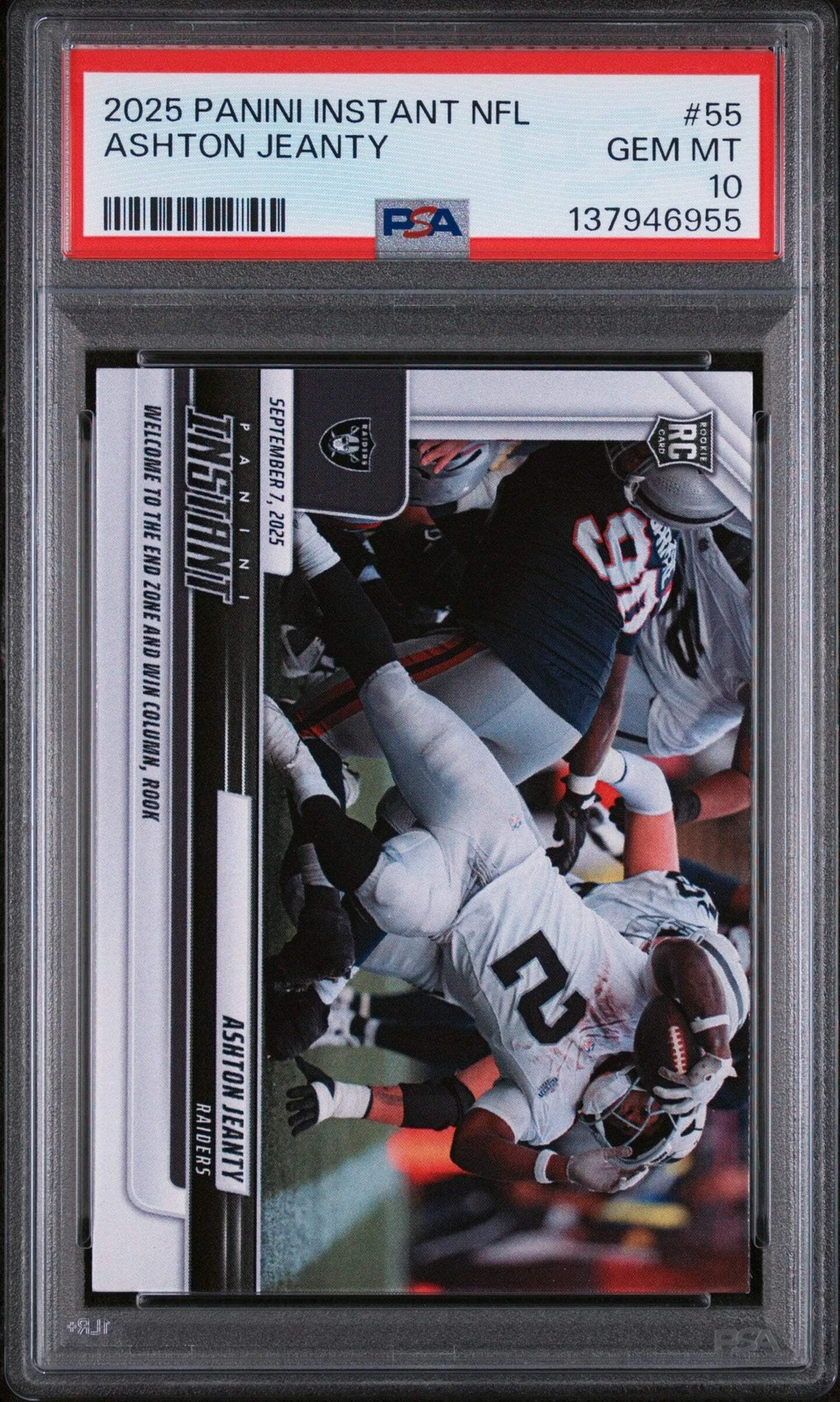 Graded 2025 Panini Instant Ashton Jeanty #55 Rookie RC Football Card PSA 10