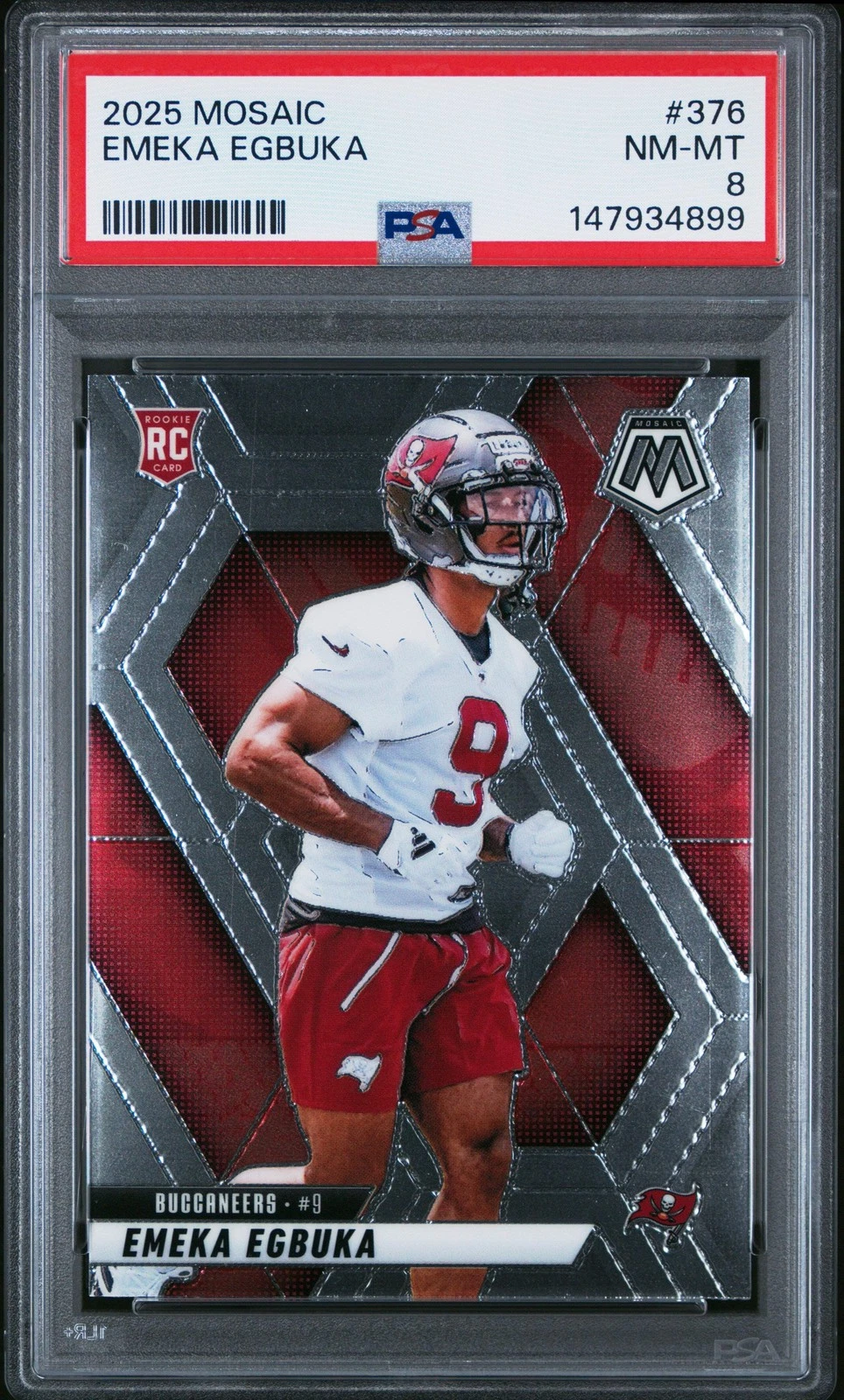 Graded 2025 Panini Mosaic Emeka Egbuka #376 Rookie RC Football Card PSA 8
