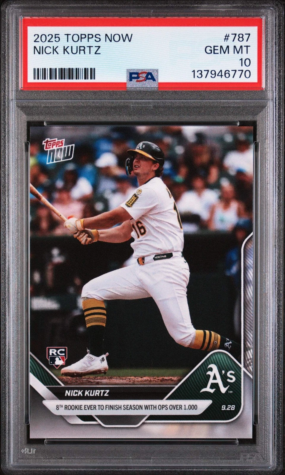 Graded 2025 Topps Now Nick Kurtz #787 Rookie RC Baseball Card PSA 10 Gem Mint