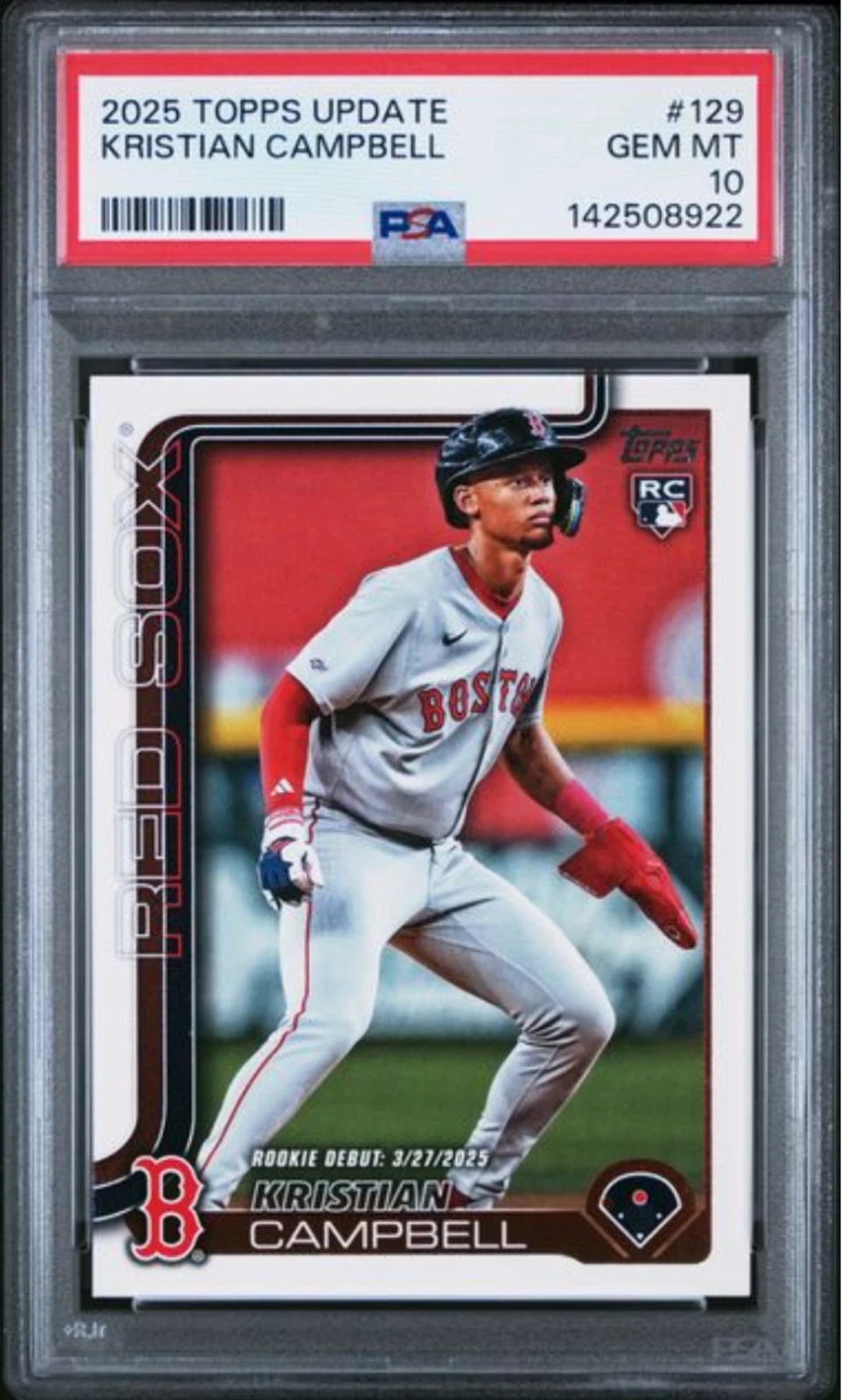 Graded 2025 Topps Update Kristian Campbell #129 Rookie RC Baseball Card PSA 10