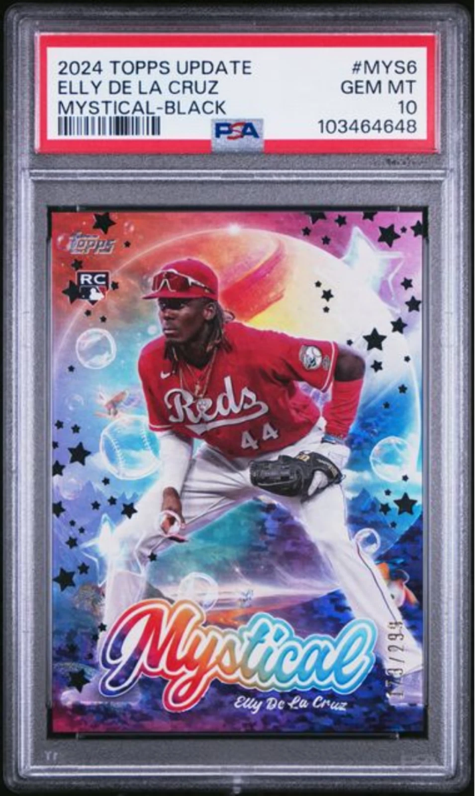Graded 2024 Topps Upd Elly De La Cruz #MYS6 Black /199 RC Baseball Card PSA 10