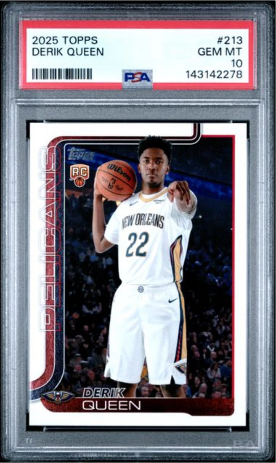 Graded 2025 Topps Derik Queen #213 Rookie RC Basketball Card PSA 10 Gem Mint