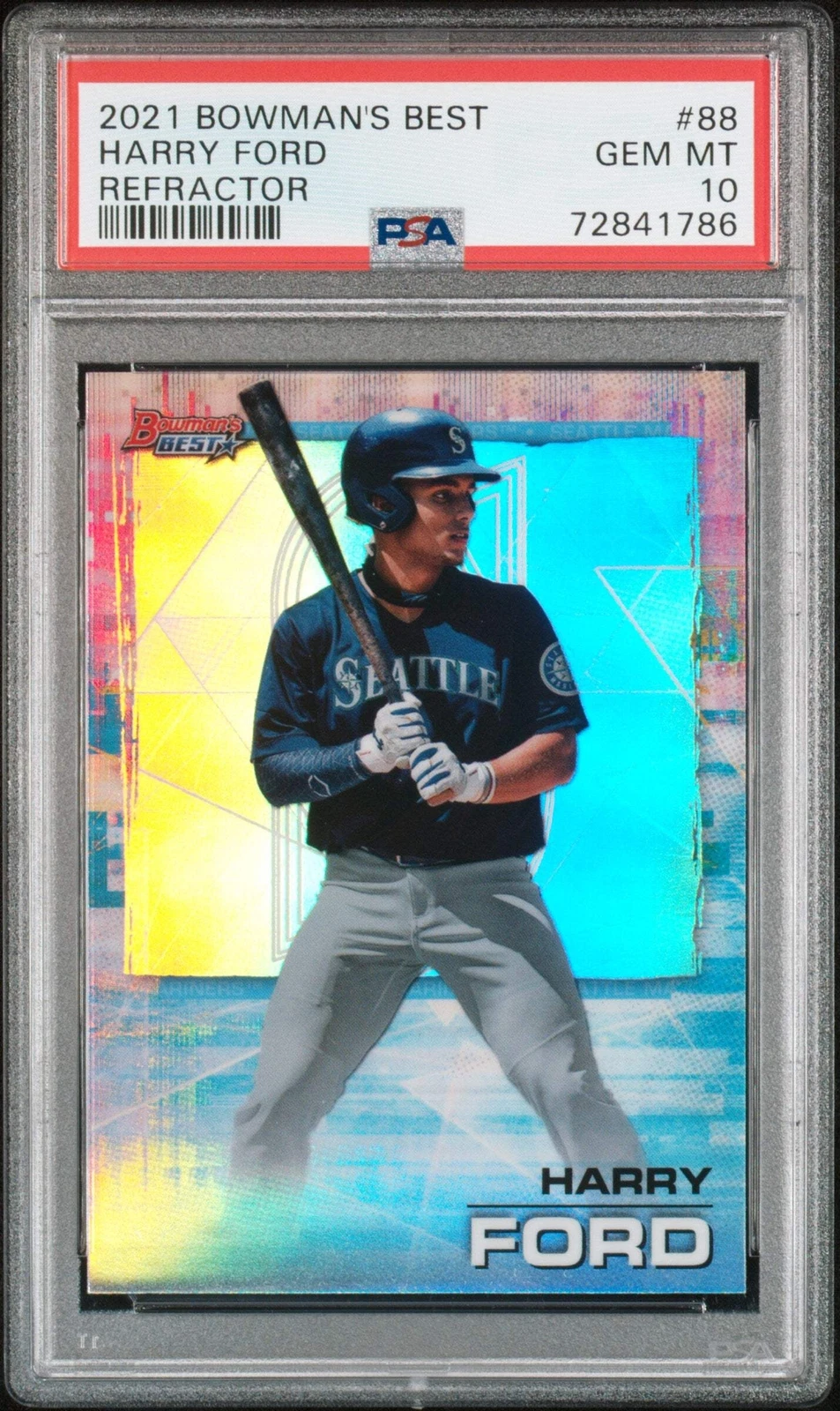 Graded 2021 Topps Bowmans Best Harry Ford #88 Refractor RC Baseball Card PSA 10