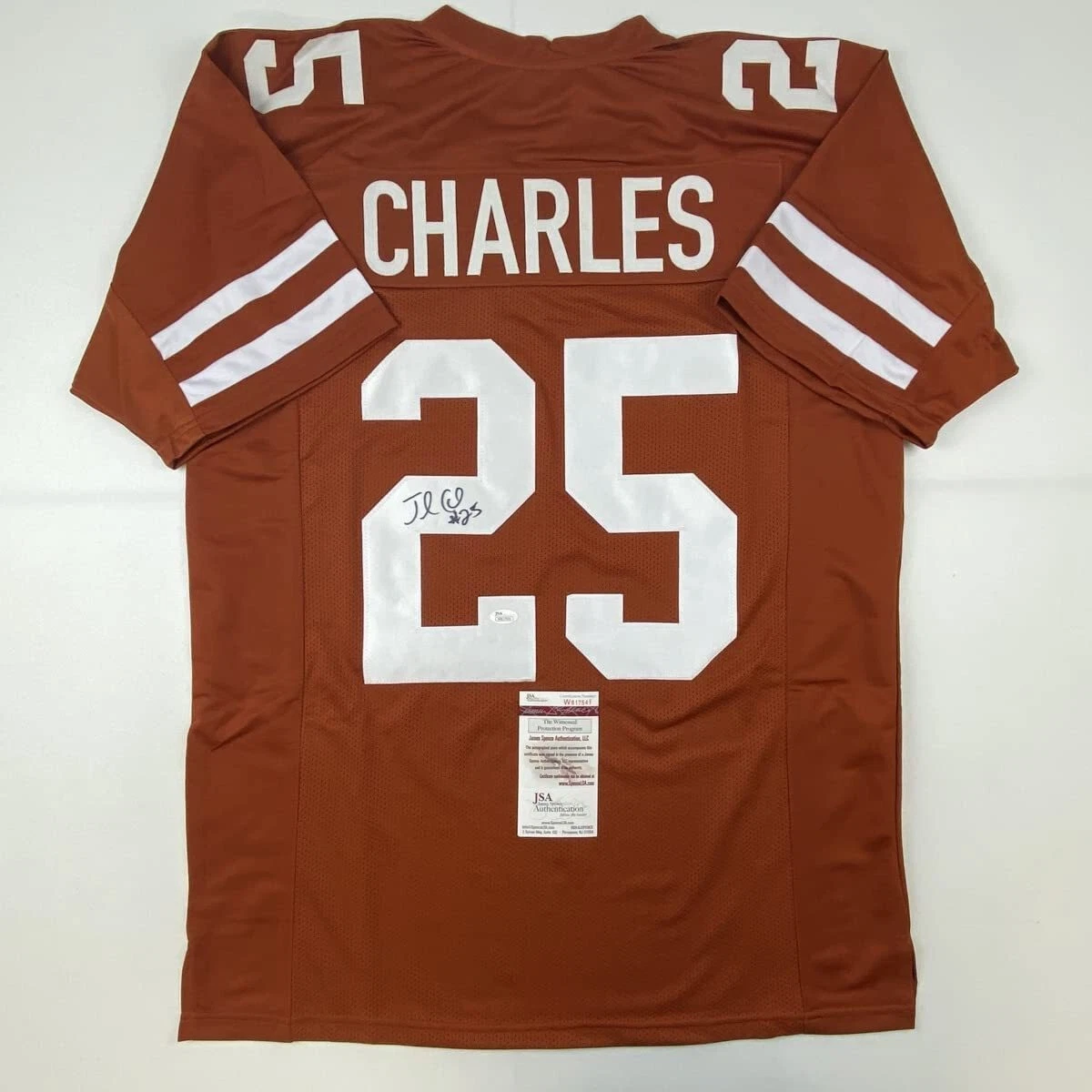 Autographed/Signed JAMAAL CHARLES Texas Orange College Football Jersey JSA COA