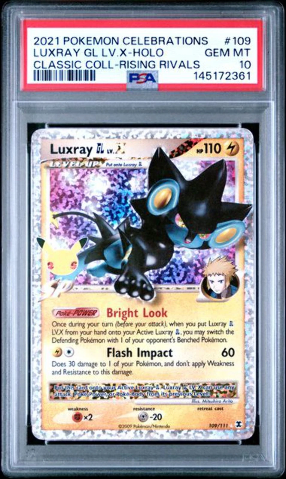 Graded 2021 Pokemon CCC Luxray GL LV. X Holo #109 Rising Rivals Card PSA 10 Mint