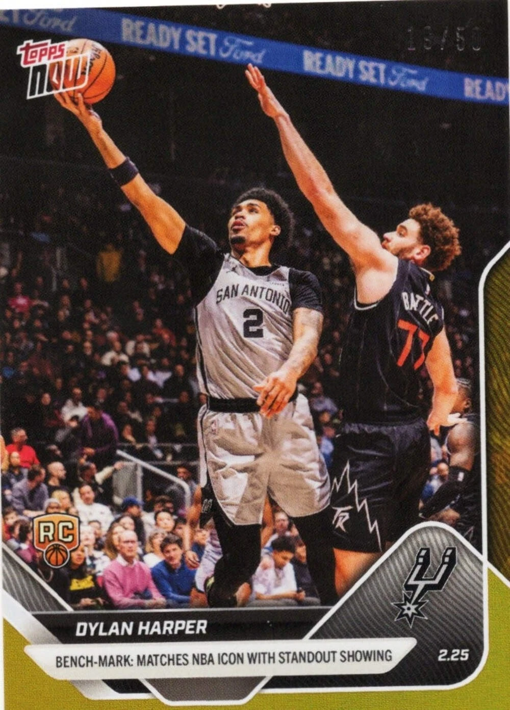 2025 Topps Now Dylan Harper #183 Gold Foil /50 San Antonio Spurs Rookie RC Card