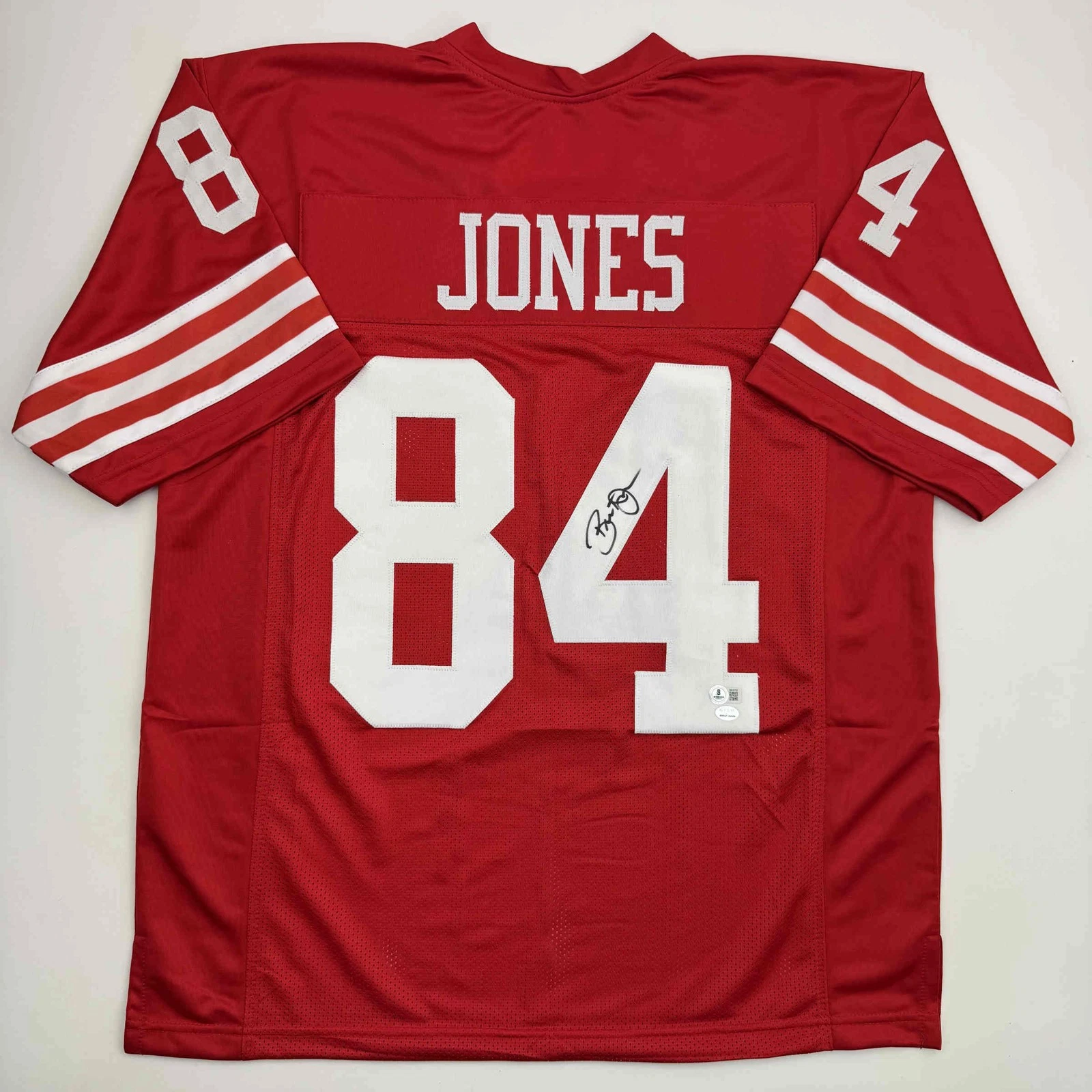 Autographed/Signed Brent Jones San Francisco Red Football Jersey Beckett BAS COA