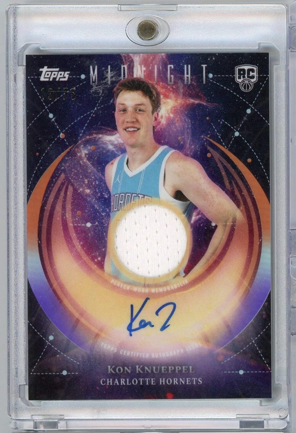 2025 Topps Midnight Kon Knueppel #RJAKK Rookie Jersey Autographs /75 Rookie Card