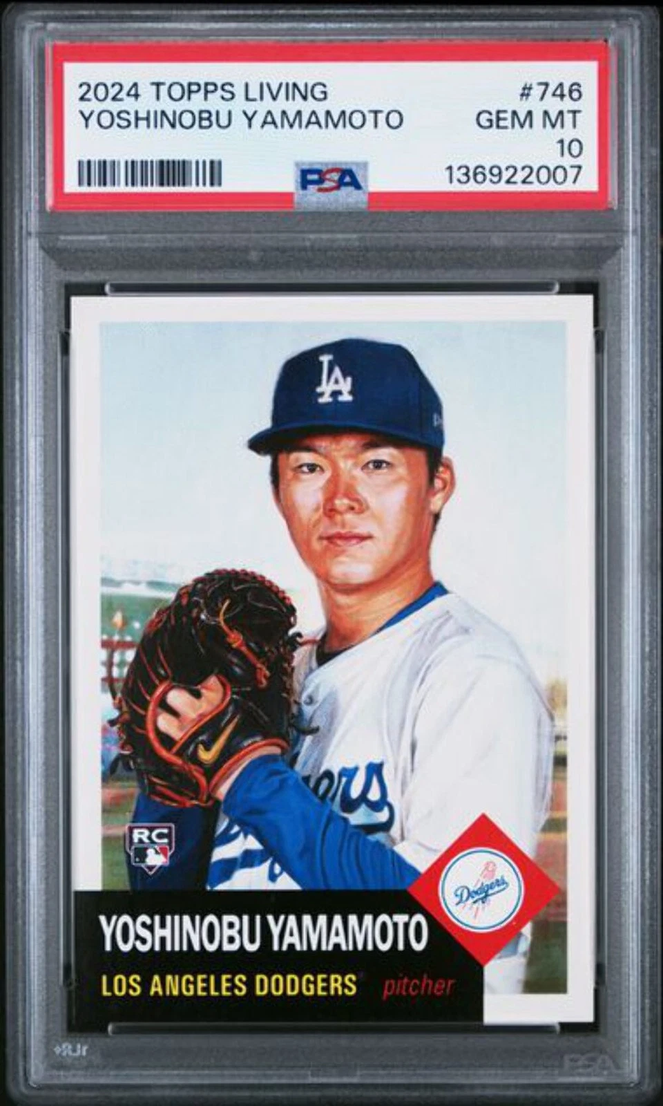 Graded 2024 Topps Living Yoshinobu Yamamoto #746 Rookie RC Baseball Card PSA 10