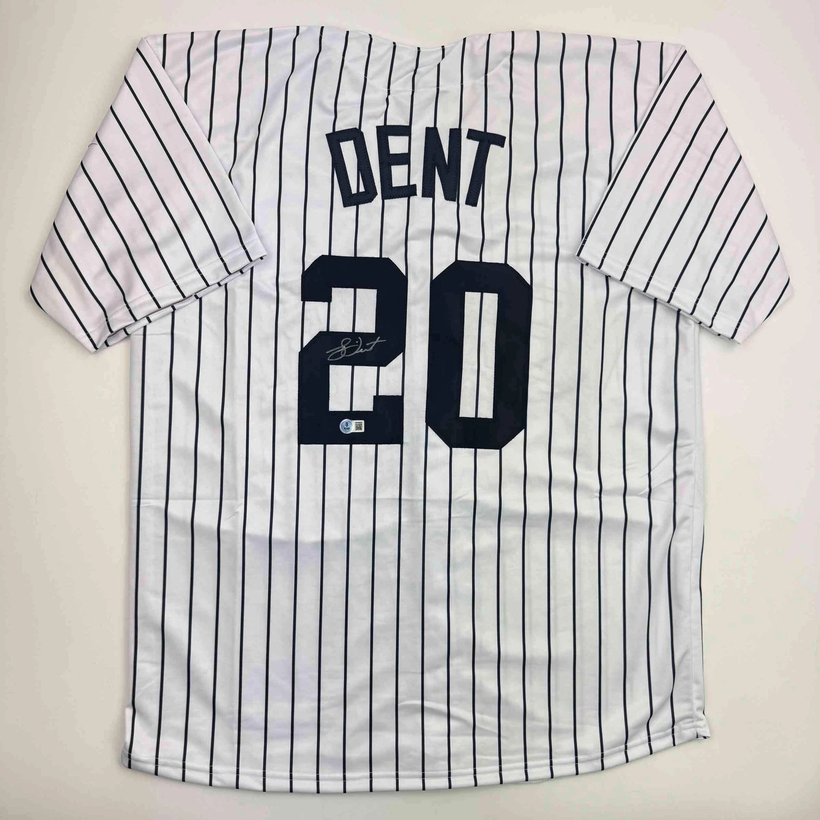 Autographed/Signed Bucky Dent New York Pinstripe Baseball Jersey Beckett BAS COA