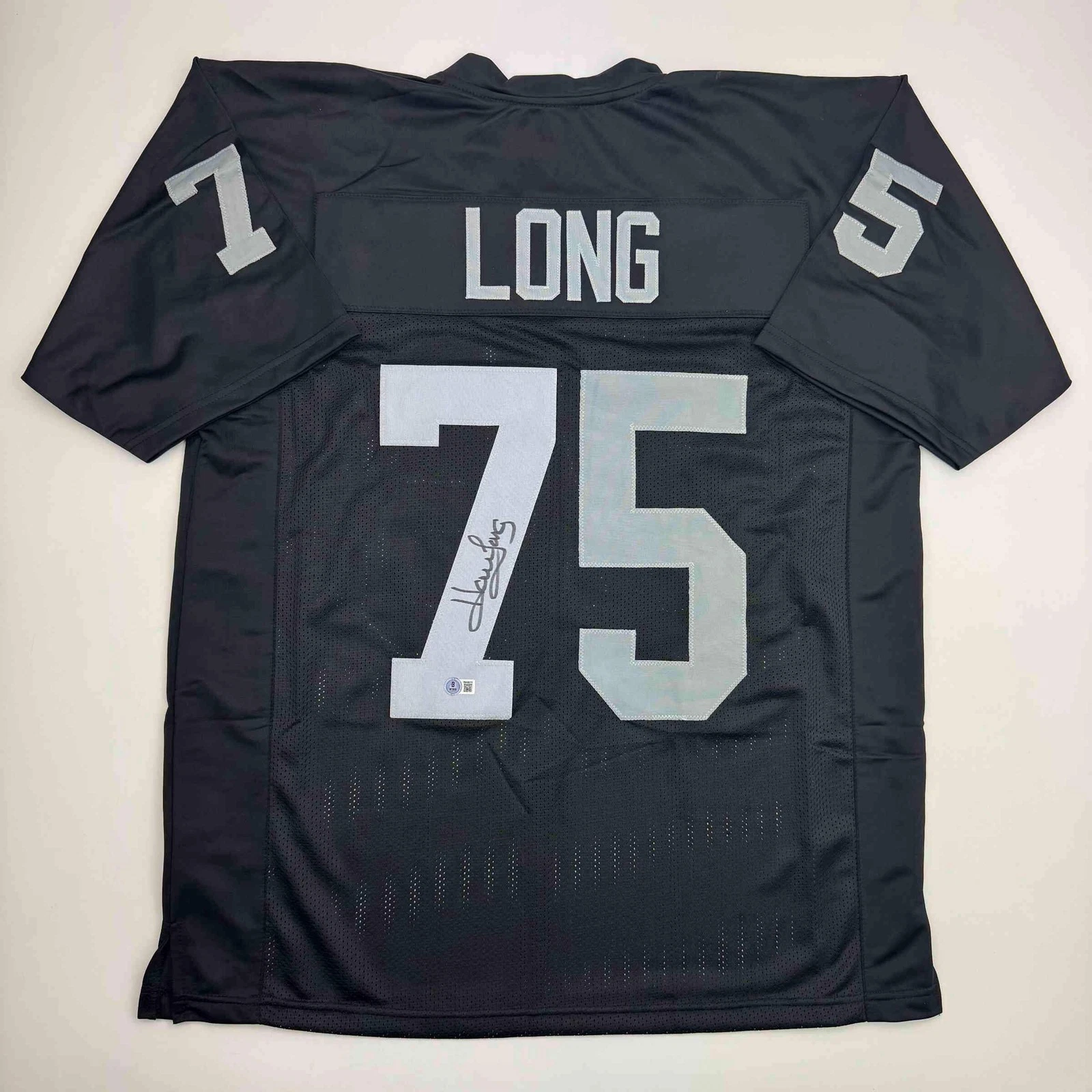 Autographed/Signed Howie Long Oakland White Football Jersey Beckett BAS COA