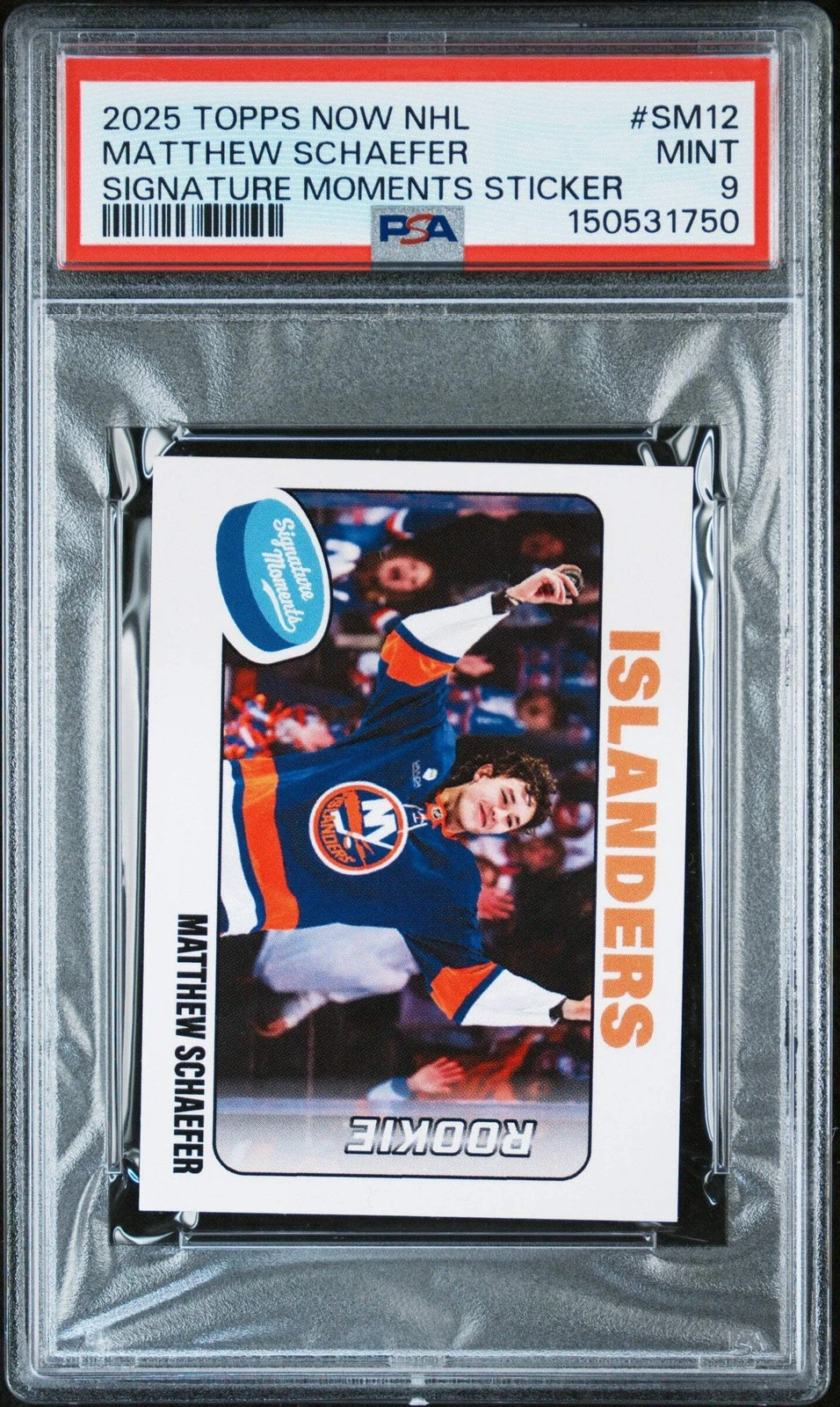 Graded 2025 Topps Now Matthew Schaefer #SM12 Signature Moments Rookie Card PSA 9