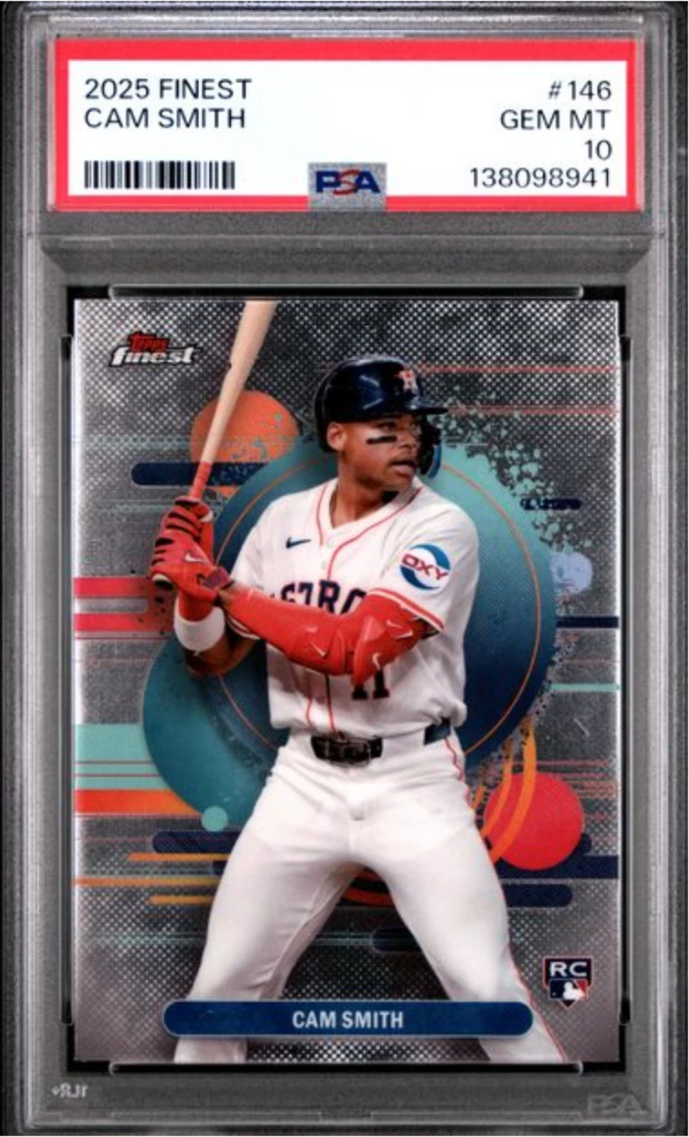 Graded 2025 Topps Finest Cam Smith #146 Rookie RC Baseball Card PSA 10 Gem Mint