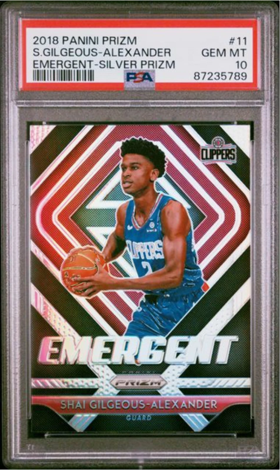Graded 2018 Prizm Shai Gilgeous-Alexander #11 Silver RC Basketball Card PSA 10