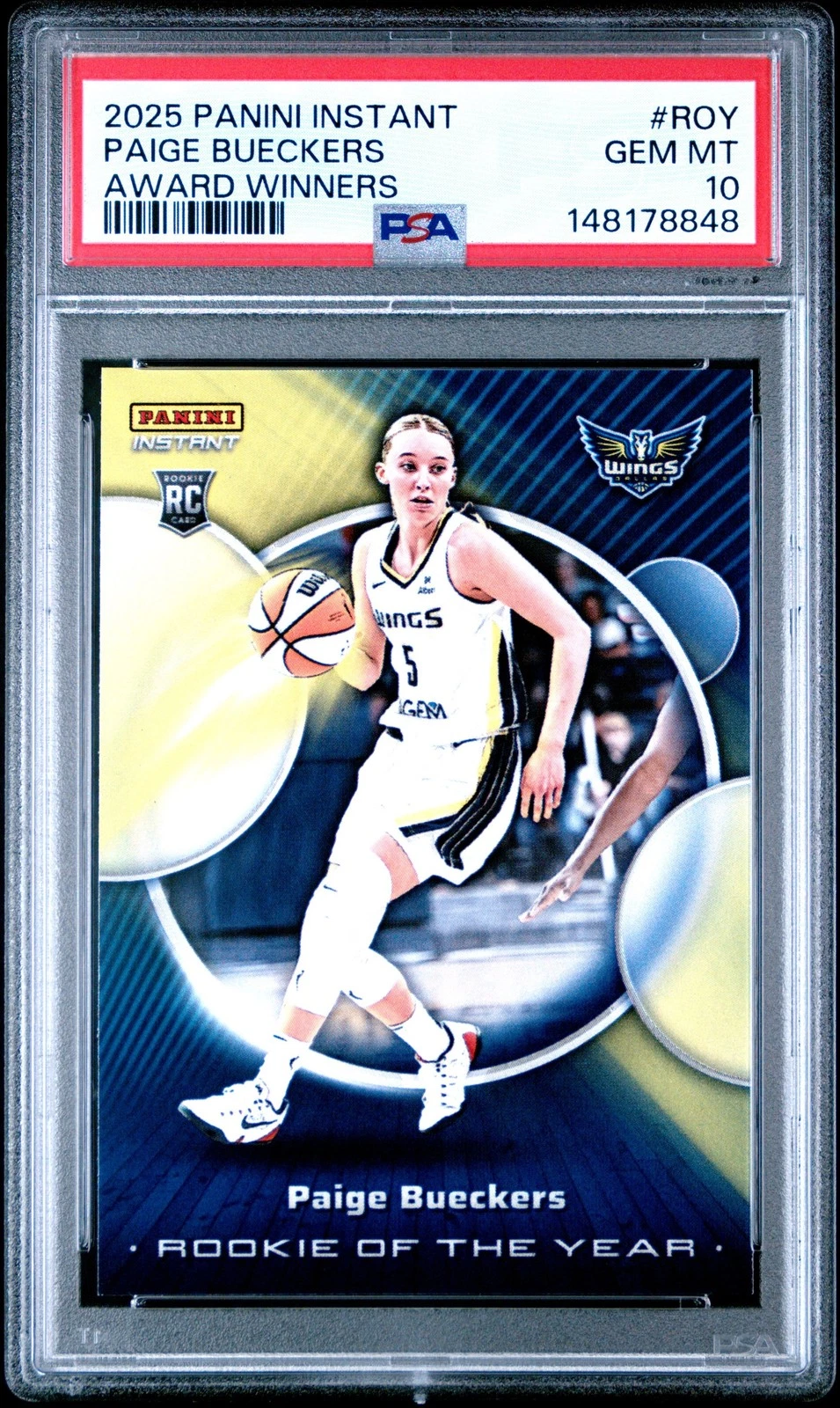 Graded 2025 Panini Instant Paige Bueckers #ROY Rookie RC Card PSA 10 Gem Mint