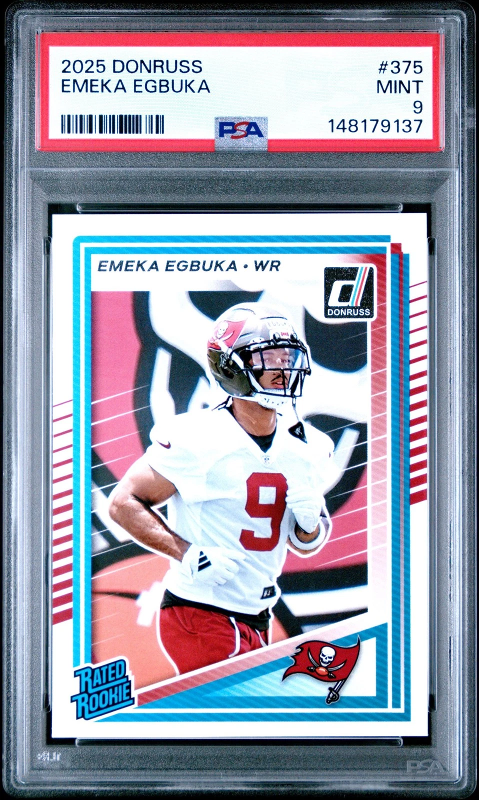 Graded 2025 Panini Donruss Emeka Egbuka #375 Rookie RC Football Card PSA 9 Mint