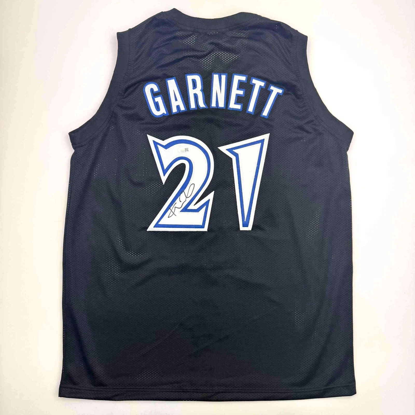 Autographed/Signed Kevin Garnett Minnesota Black Basketball Jersey Beckett COA