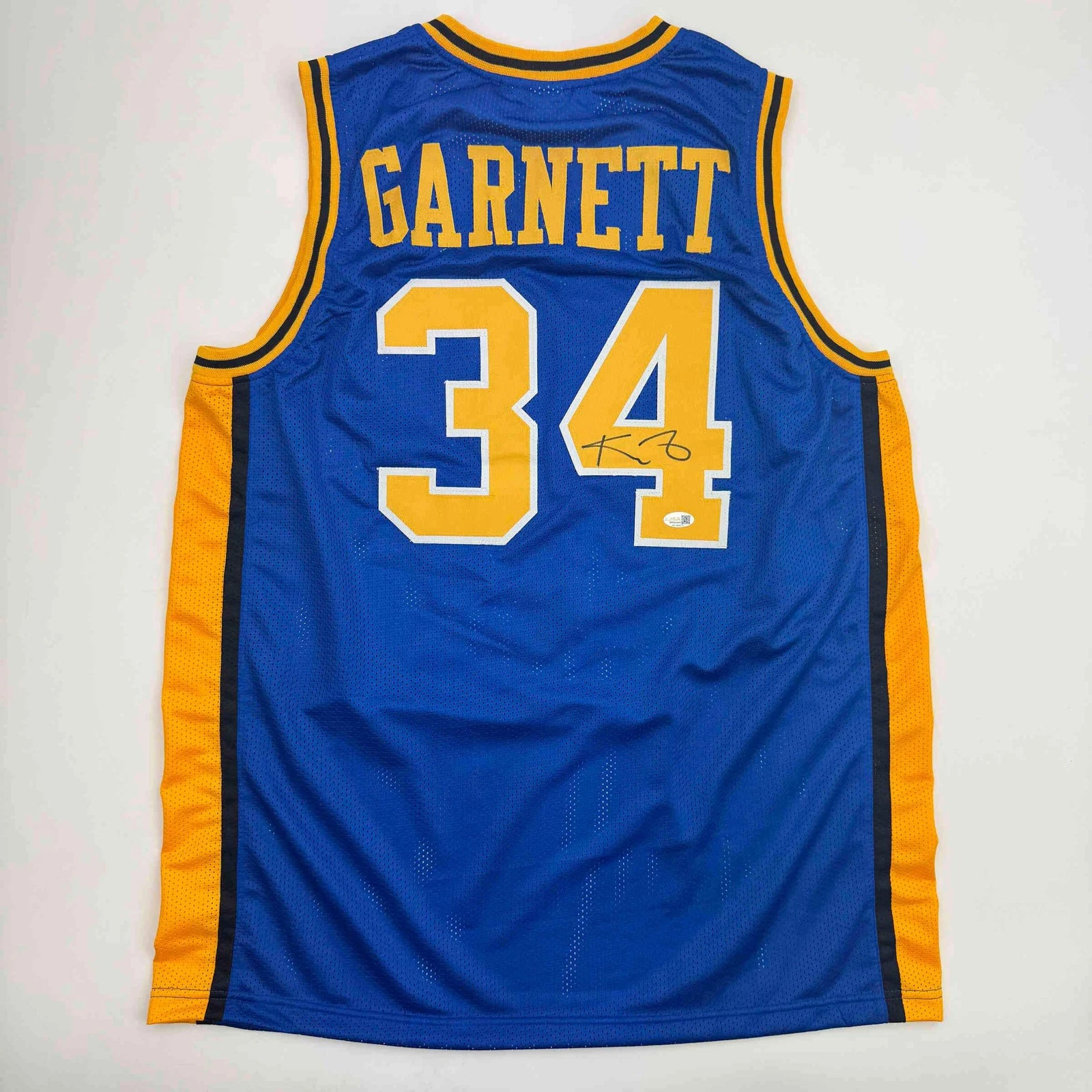 Autographed/Signed Kevin Garnett Blue Farragut High School Jersey Beckett COA