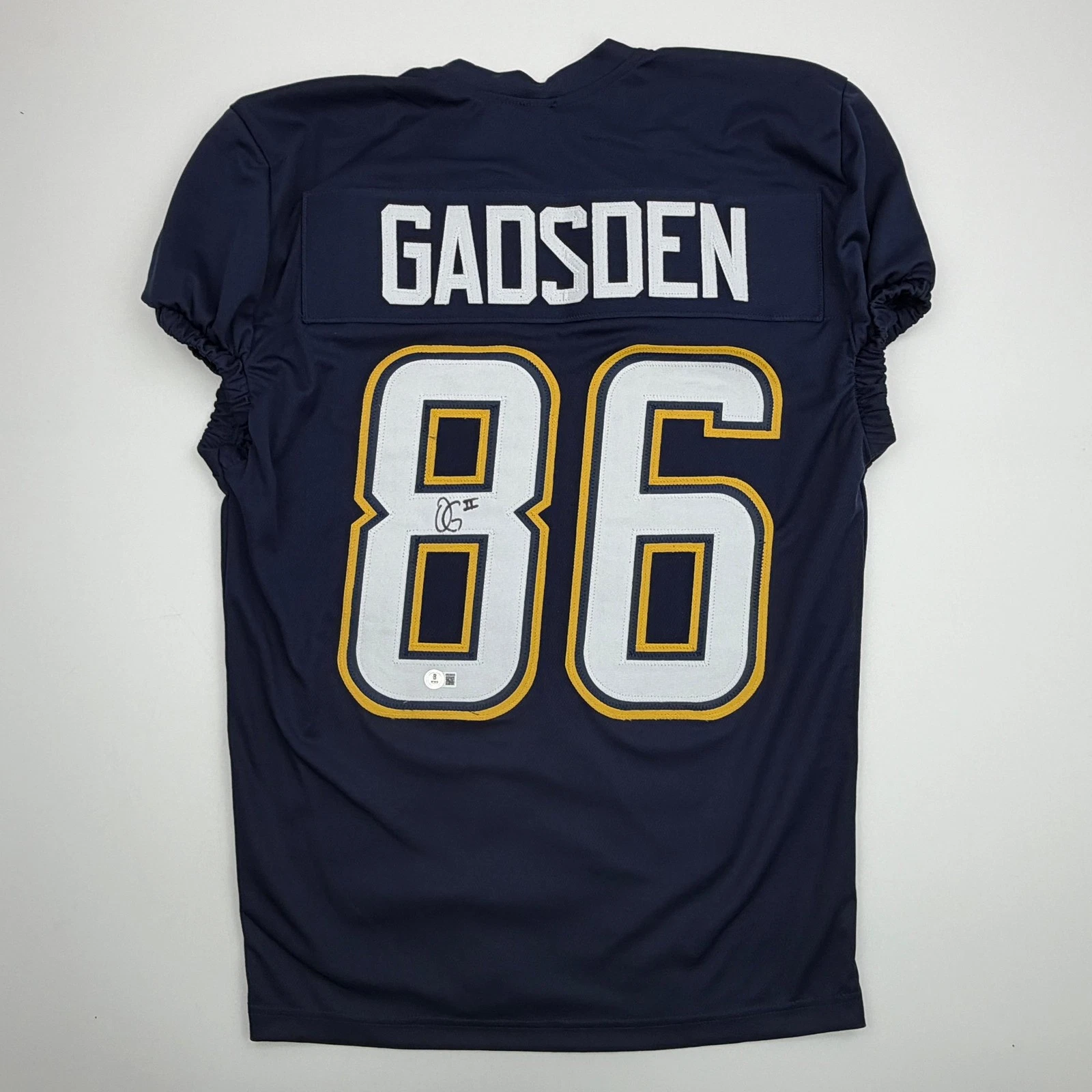 Autographed/Signed Oronde Gadsden Los Angeles Blue Cut Jersey Beckett BAS COA
