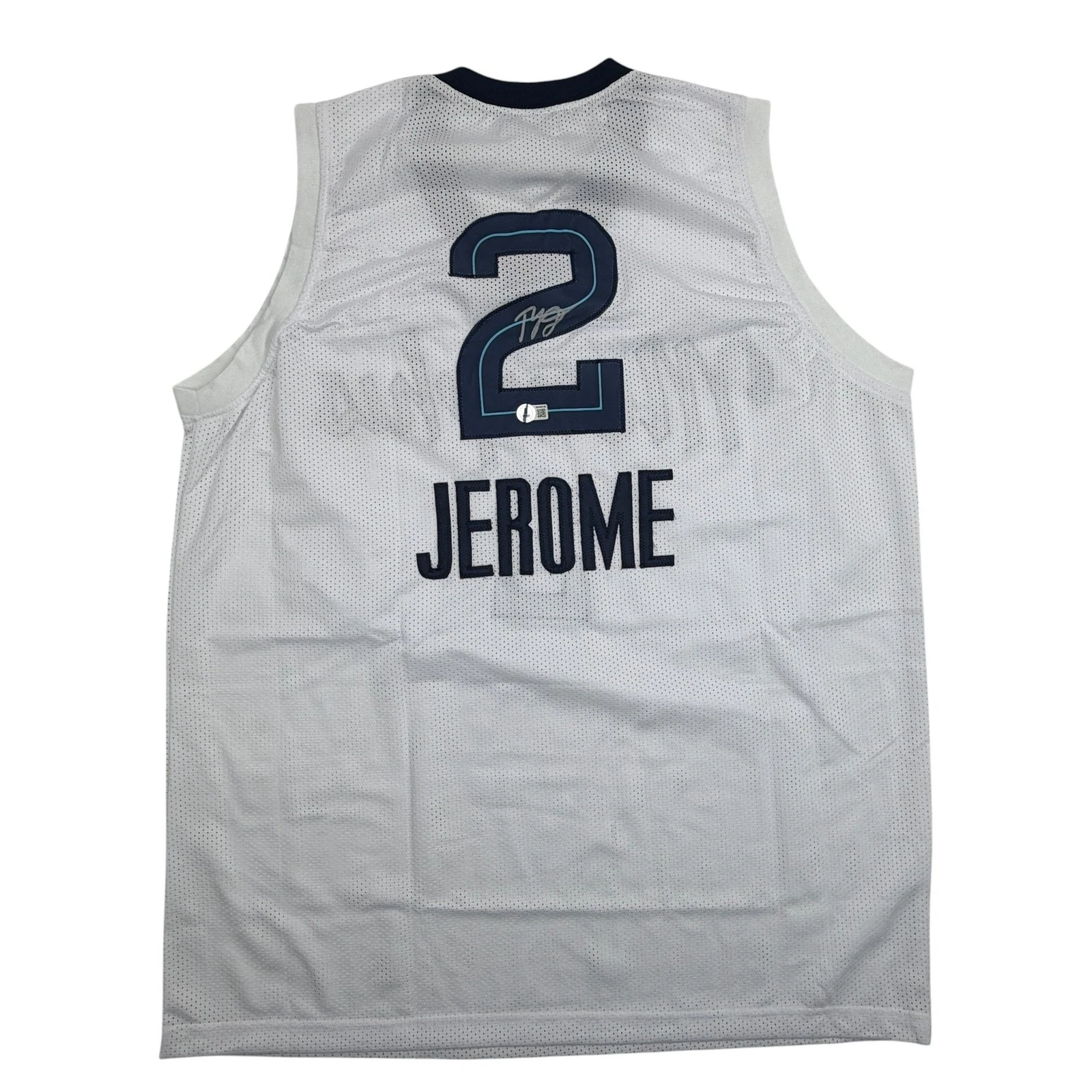 Autographed/Signed Ty Jerome Memphis White Basketball Jersey Beckett BAS COA