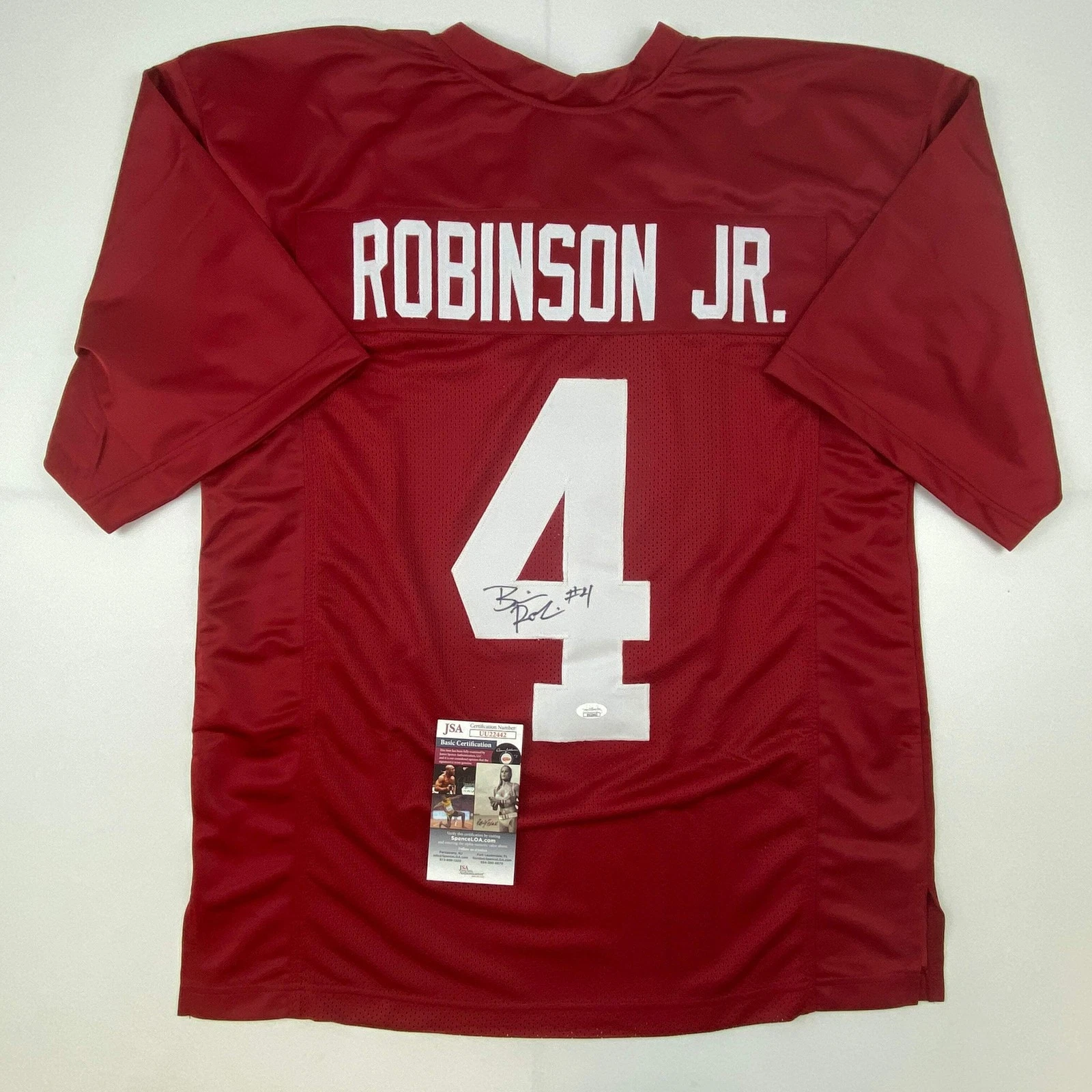 Autographed/Signed Brian Robinson Jr. Alabama Red College Jersey JSA COA Auto