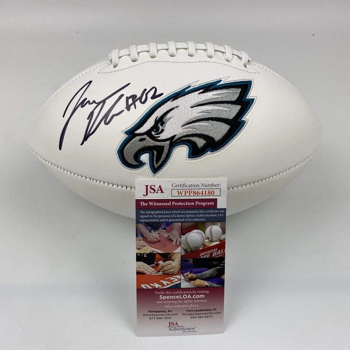 Autographed/Signed Jason Kelce Eagles Full Size F/S Logo Football PSA COA