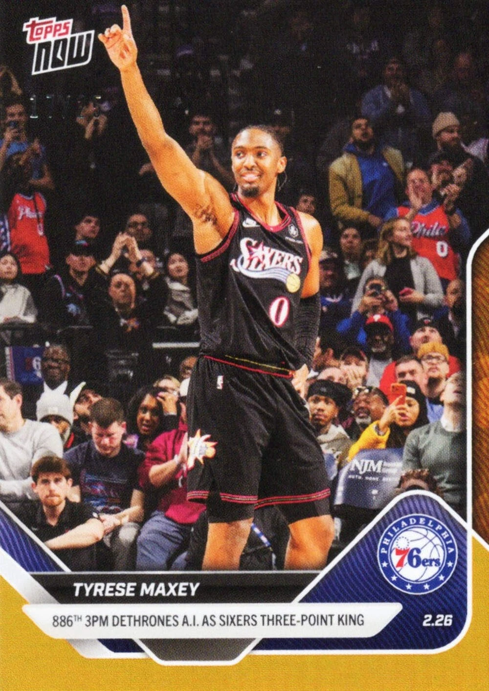 2025 Topps Now Tyrese Maxey #185 Orange /25 Philadelphia 76ers Basketball Card