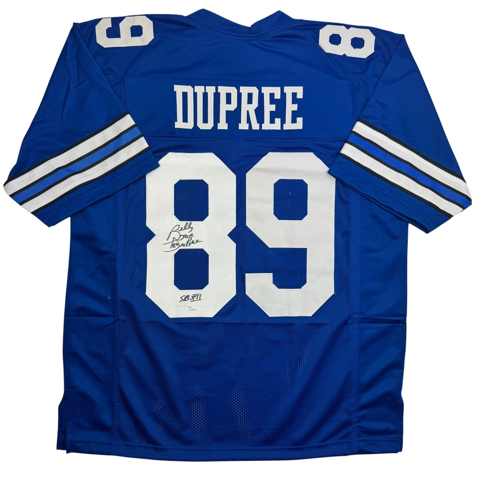 Autographed/Signed Billy Joe DuPree SB XII Dallas Blue Football Jersey JSA COA