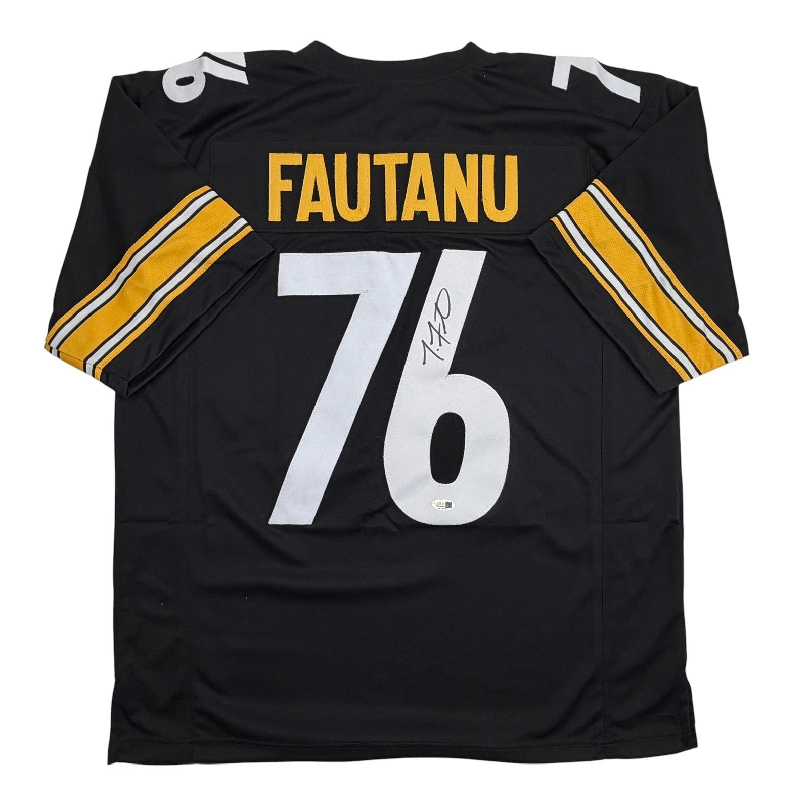 Autographed/Signed Troy Fautanu Pittsburgh Black Football Jersey JSA COA