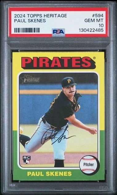 Graded 2024 Topps Heritage Paul Skenes #594 Rookie RC Baseball Card PSA 10