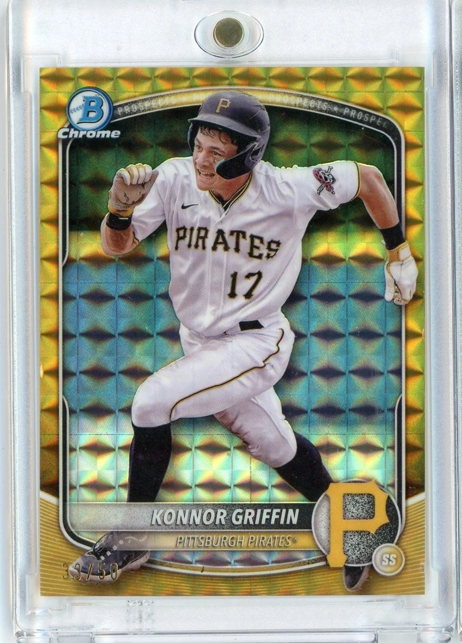2025 Bowman Chrome Konnor Griffin #BCP86 /50 Gold Refractor RC Baseball Card