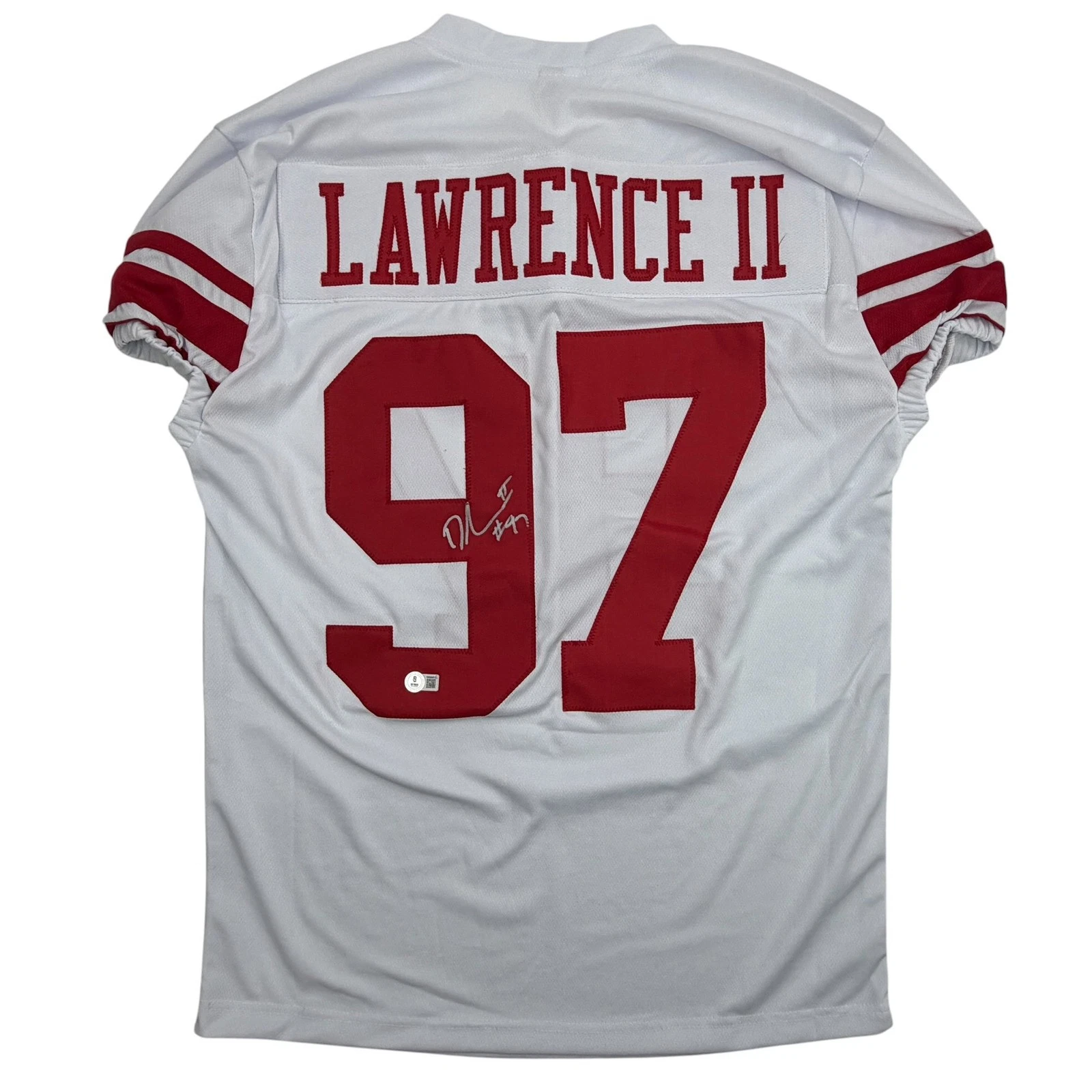 Autographed/Signed Dexter Lawrence New York White Pro Cut Jersey Beckett BAS COA