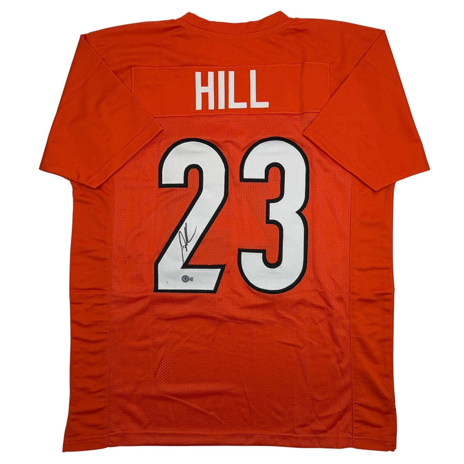 Autographed/Signed Daxton Hill Cincinnati Orange Football Jersey Beckett BAS COA