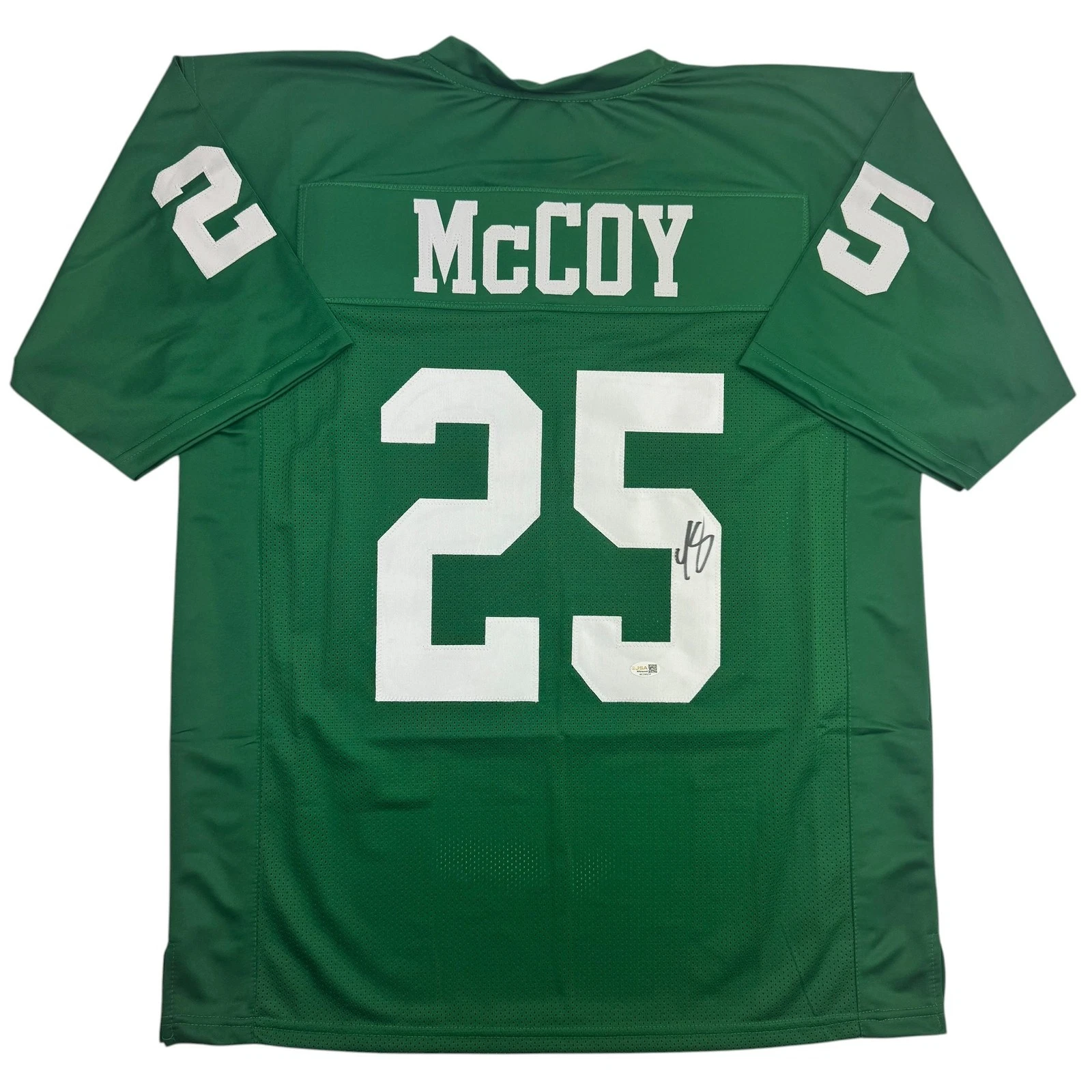 Autographed/Signed LeSean McCoy Philadelphia Kelly Green Football Jersey JSA COA