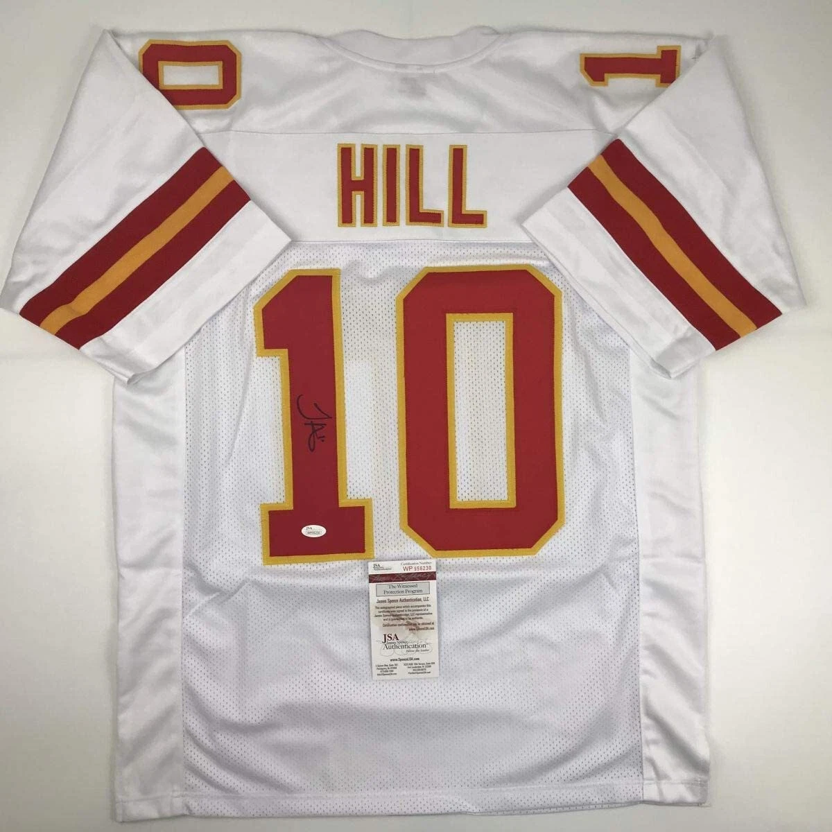Autographed/Signed TYREEK HILL Kansas City White Football Jersey JSA COA Auto
